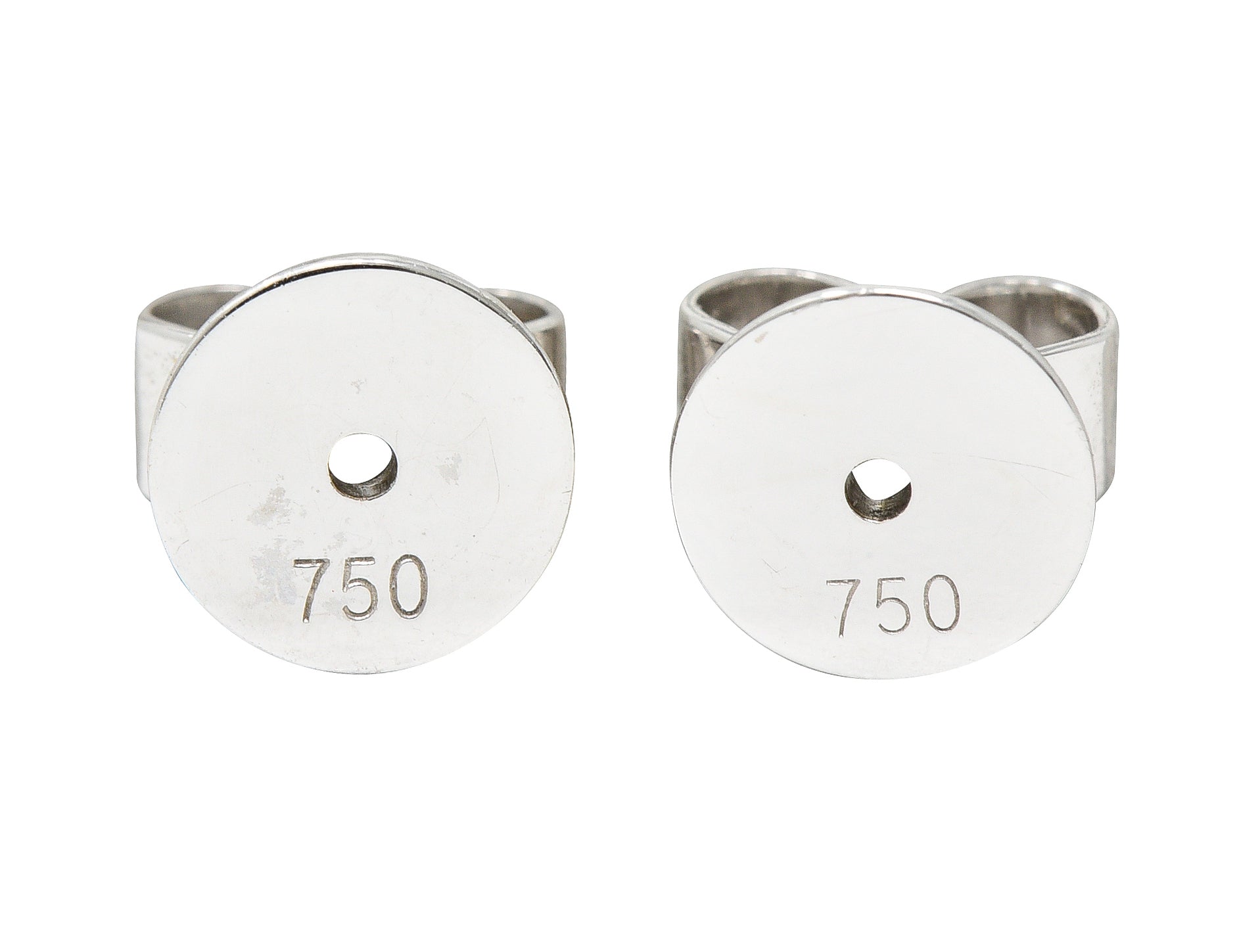 Contemporary 3.20 CTW Sapphire Diamond 18 Karat White Gold Cluster Stud Earrings Wilson's Estate Jewelry