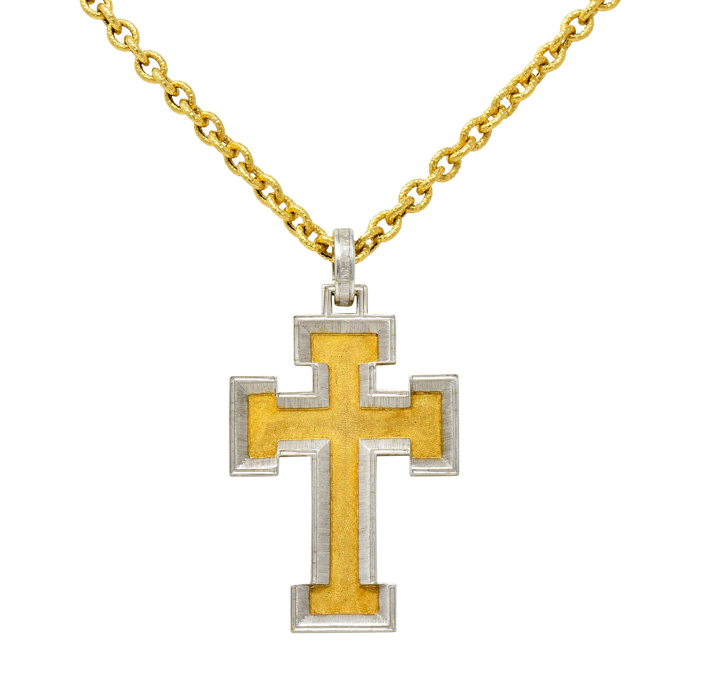 Buccellati Vintage Italian Platinum 18 Karat Gold Cross Pendant NecklaceNecklace - Wilson's Estate Jewelry