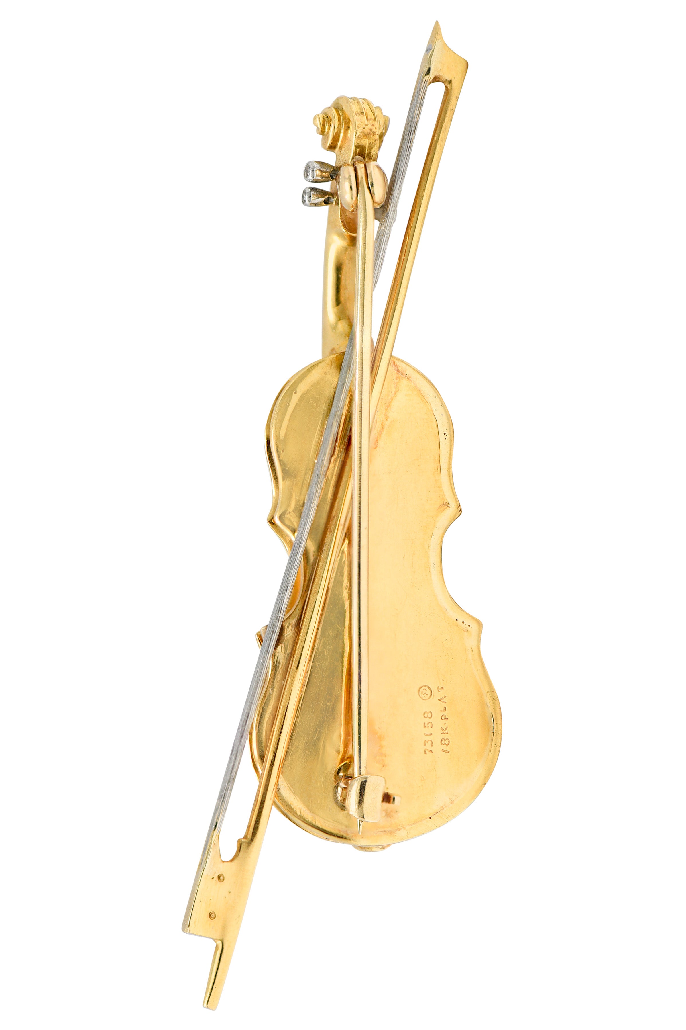 Oscar Heyman 2.00 CTW Diamond 18 Karat Gold Platinum Violin BroochBrooch - Wilson's Estate Jewelry