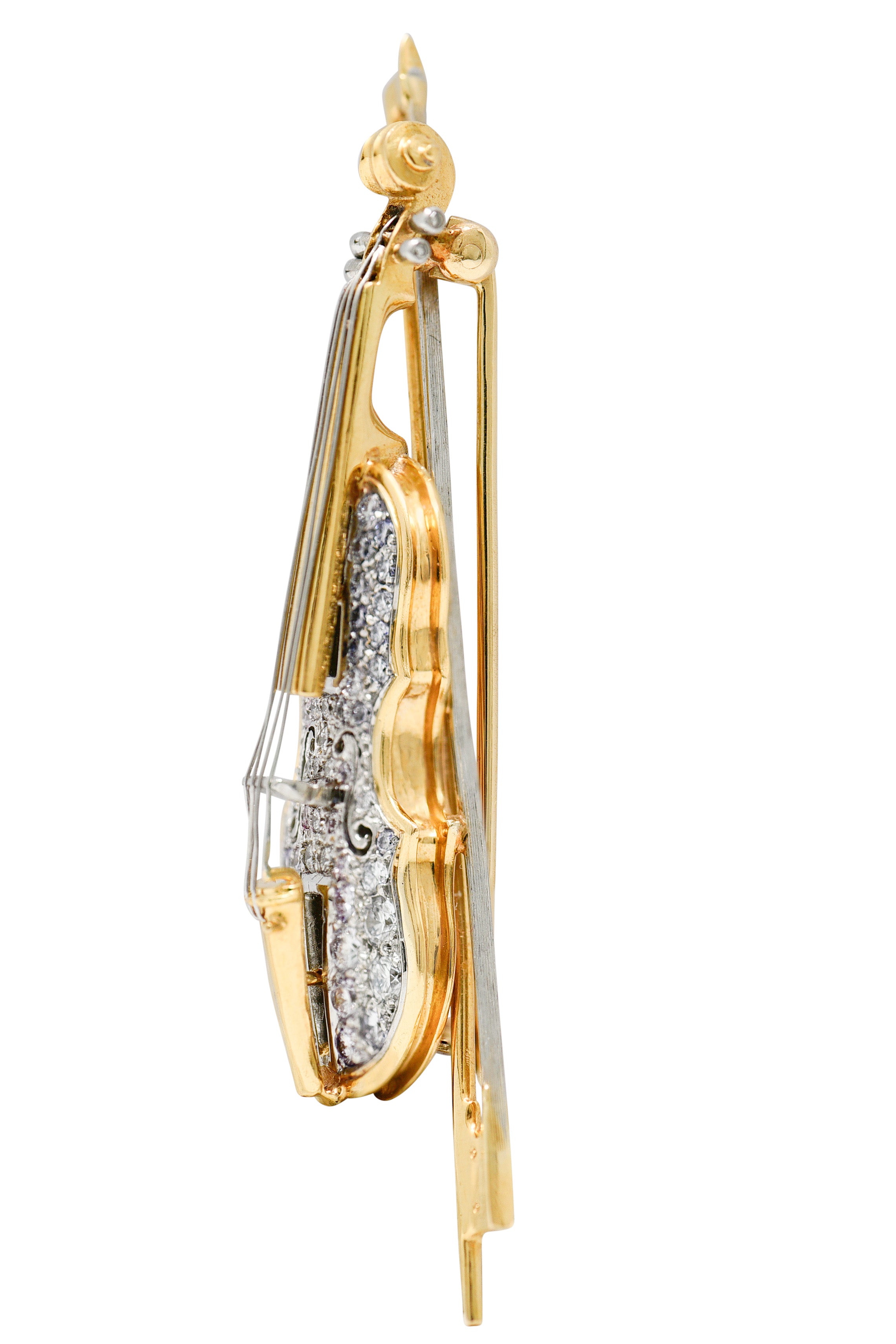 Oscar Heyman 2.00 CTW Diamond 18 Karat Gold Platinum Violin BroochBrooch - Wilson's Estate Jewelry