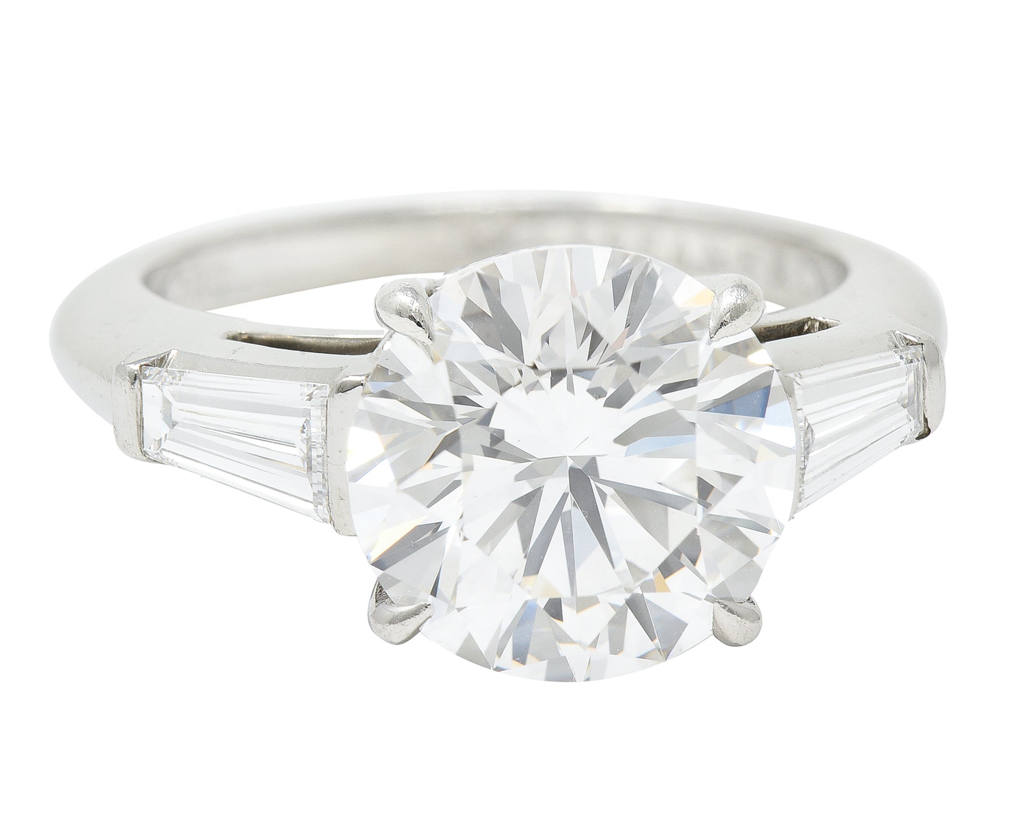 Exceptional Tiffany & Co. 3.82 CTW Round Brilliant Diamond Platinum Engagement Ring Wilson's Estate Jewelry