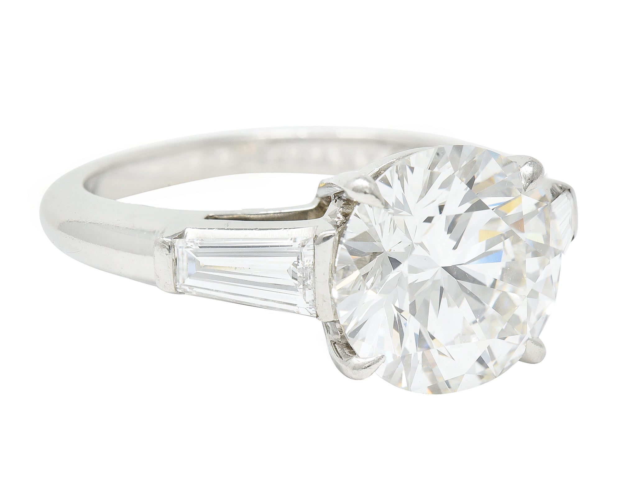 Exceptional Tiffany & Co. 3.82 CTW Round Brilliant Diamond Platinum Engagement Ring Wilson's Estate Jewelry