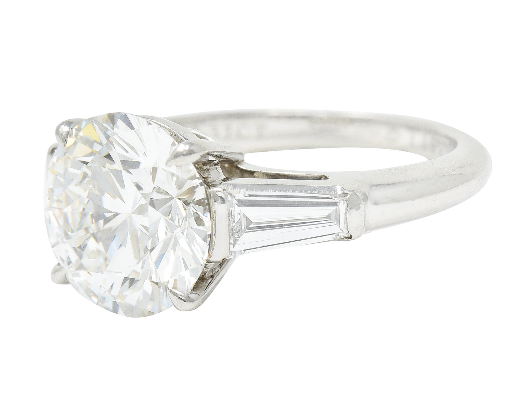 Exceptional Tiffany & Co. 3.82 CTW Round Brilliant Diamond Platinum Engagement Ring Wilson's Estate Jewelry
