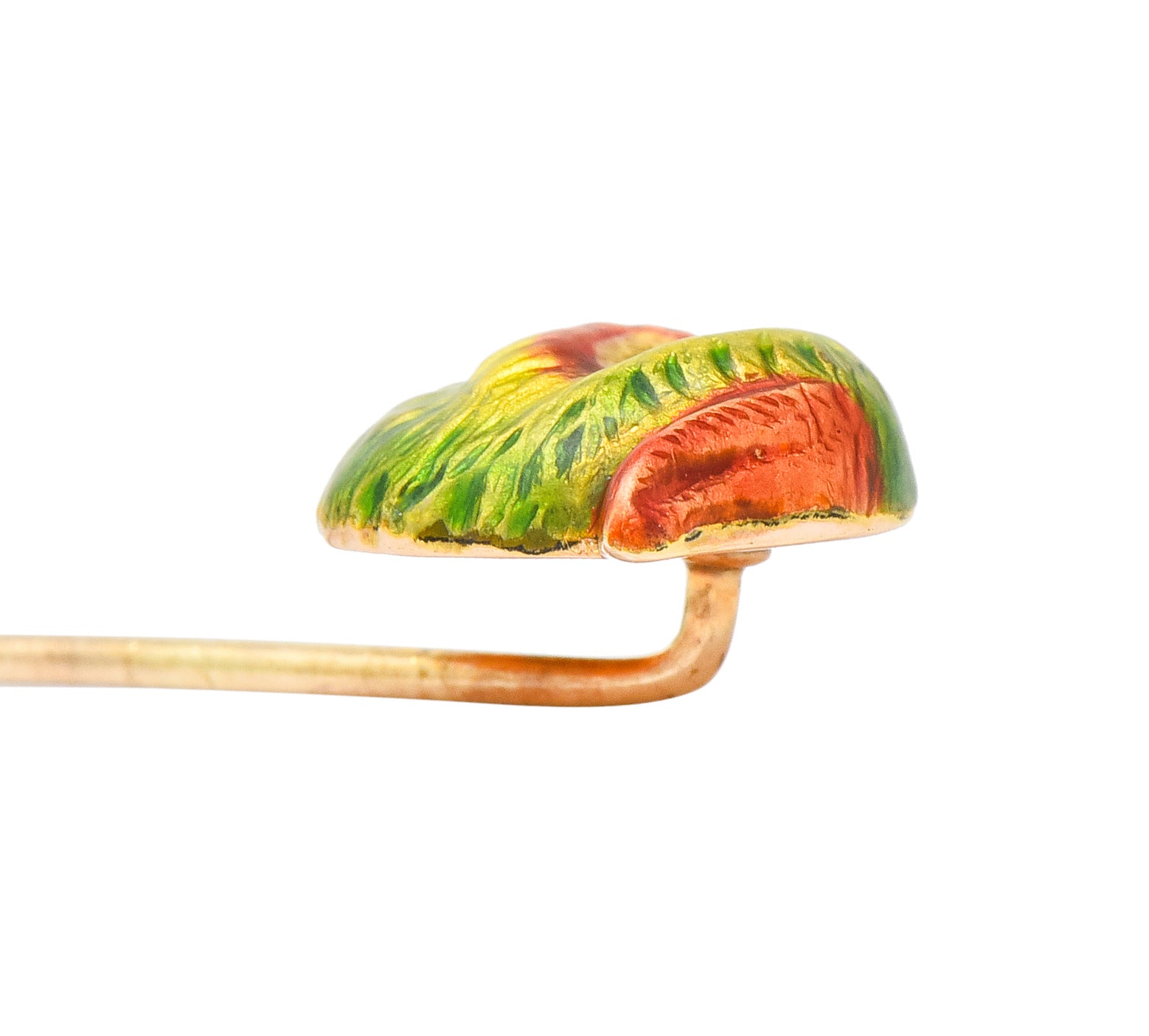 Art Nouveau Diamond Enamel 14 Karat Gold Parrot Stickpin - Wilson's Estate Jewelry