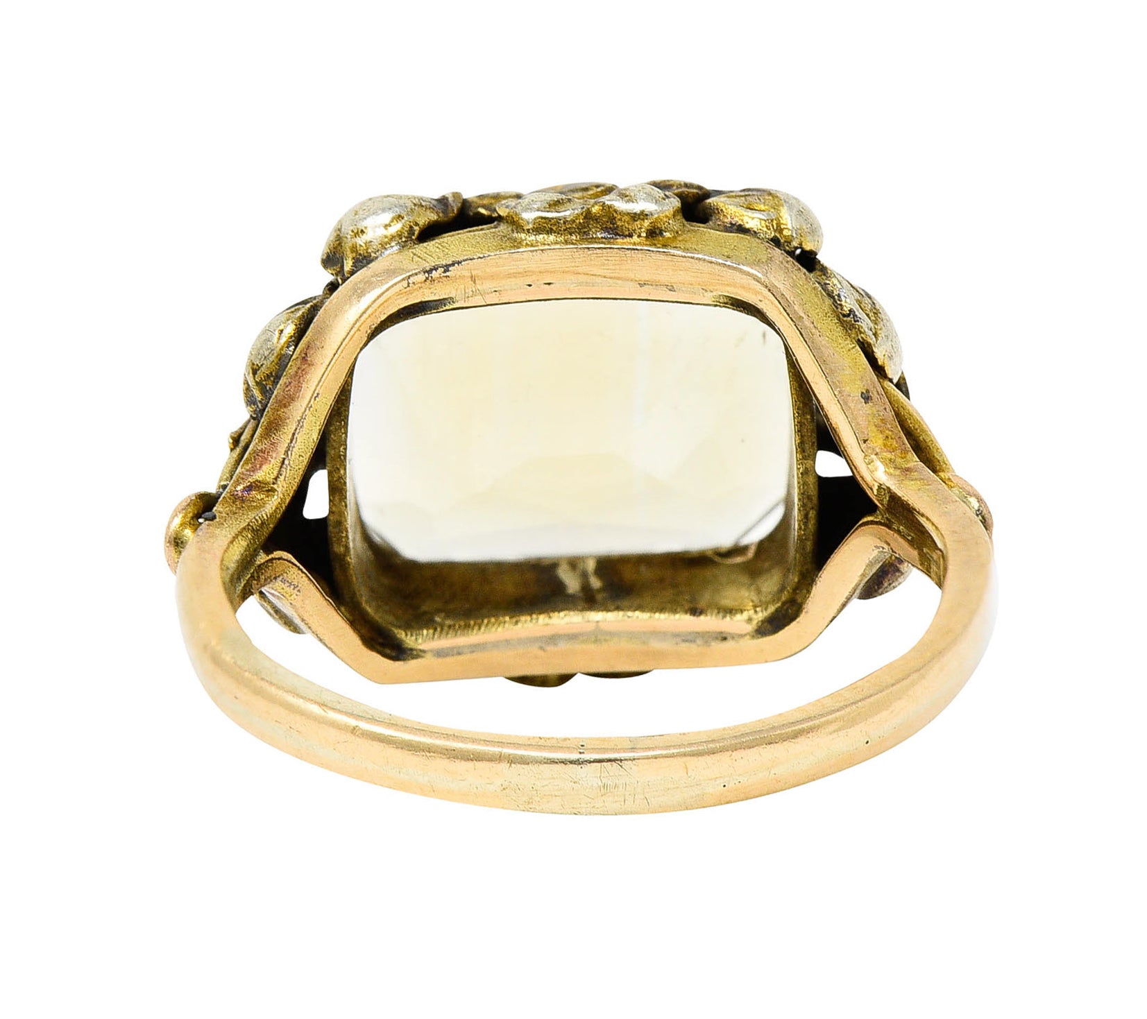 Arts & Crafts Vintage 14 Karat Two-Tone Gold Citrine Floral RingRing - Wilson's Estate Jewelry