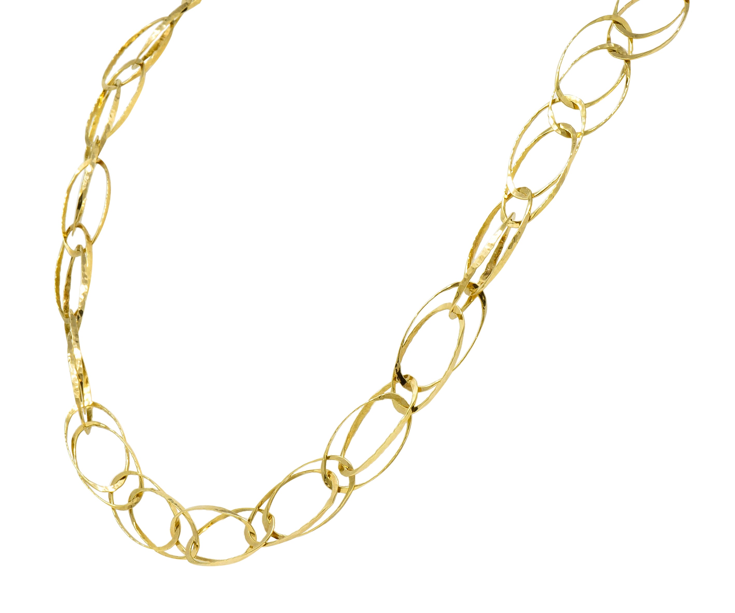 Contemporary 18 Karat Gold Hammered Link Necklace - Wilson's Estate Jewelry