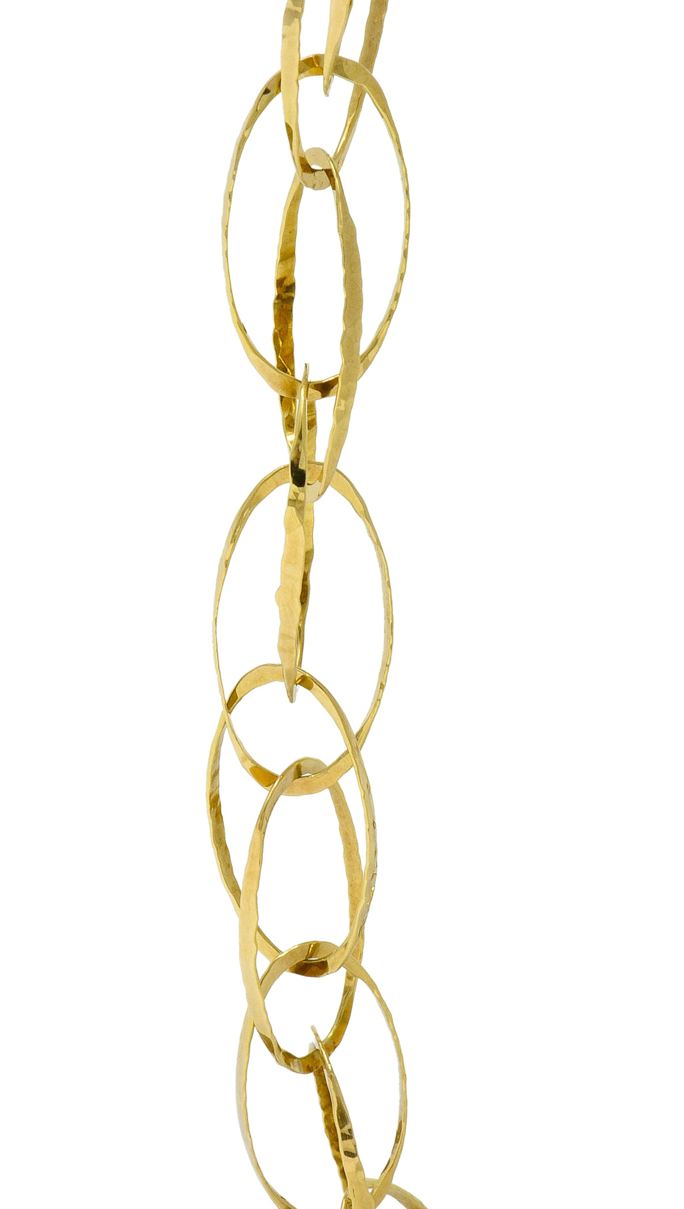 Contemporary 18 Karat Gold Hammered Link Necklace - Wilson's Estate Jewelry
