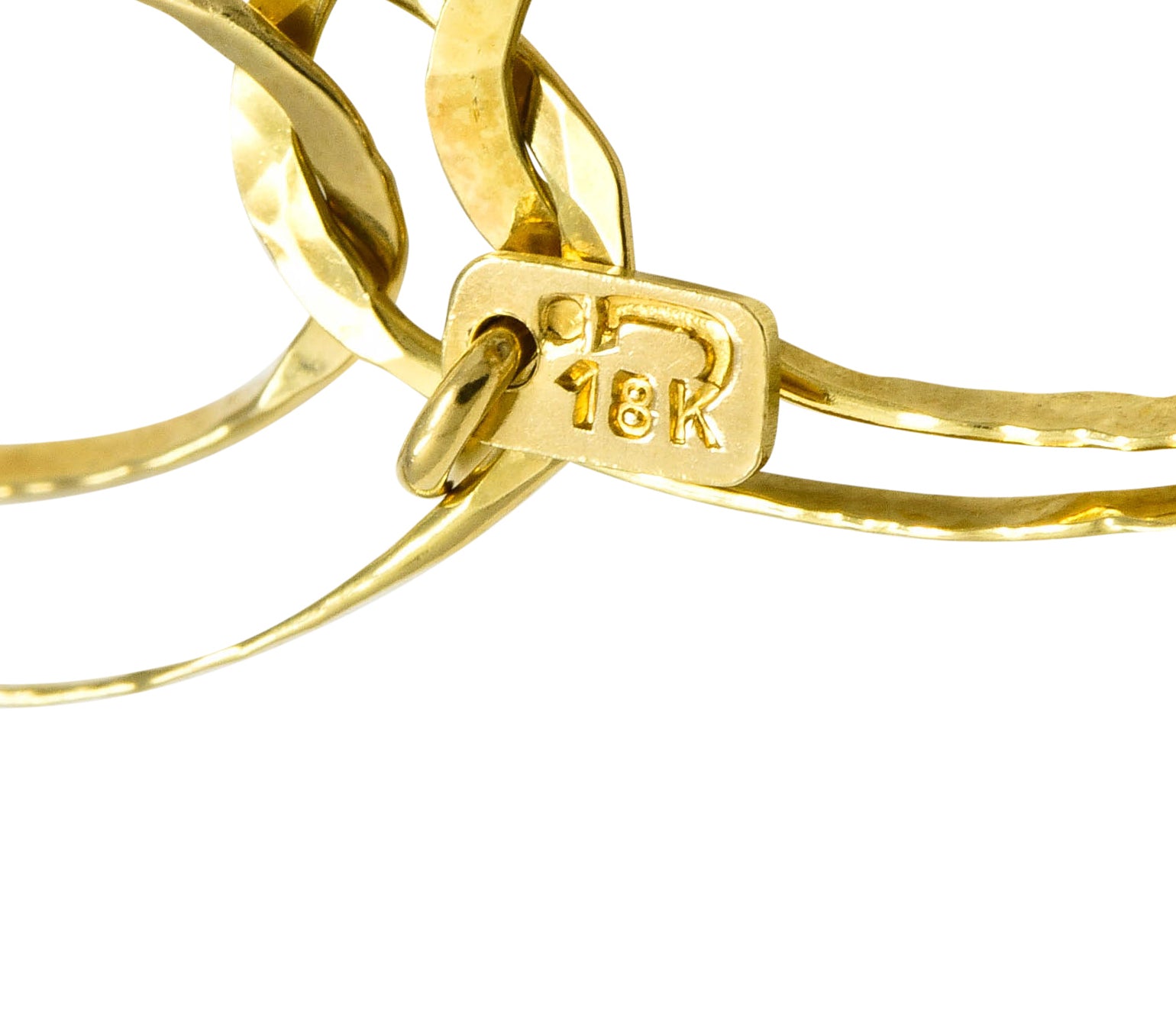 Contemporary 18 Karat Gold Hammered Link Necklace - Wilson's Estate Jewelry