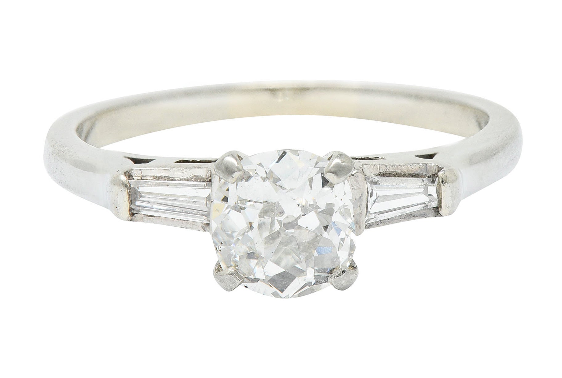 Mid-Century 1.03 CTW Old Mine Diamond 18 Karat White Gold Engagement RingRing - Wilson's Estate Jewelry