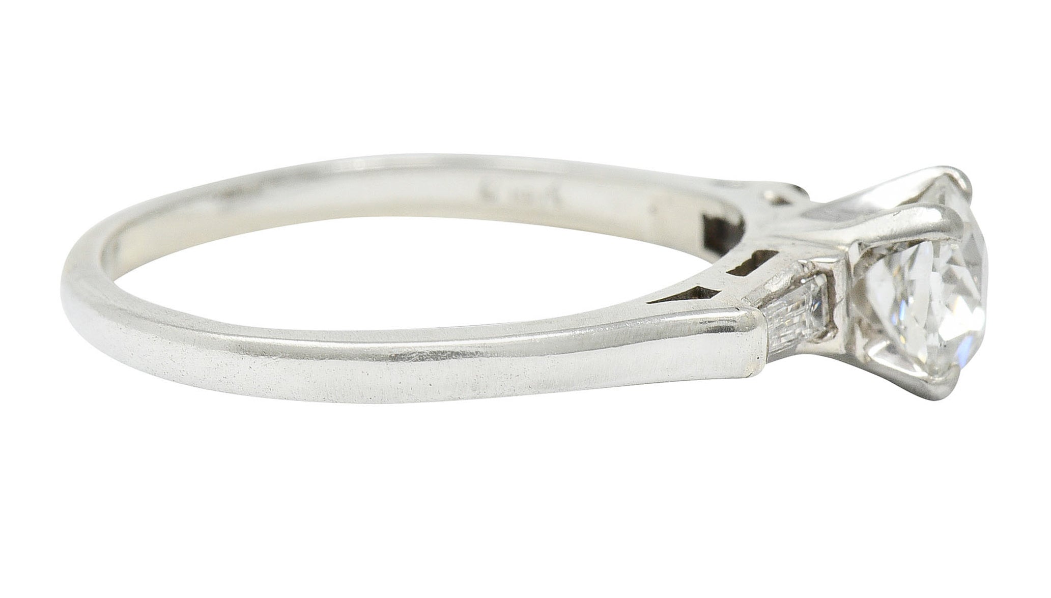 Mid-Century 1.03 CTW Old Mine Diamond 18 Karat White Gold Engagement RingRing - Wilson's Estate Jewelry