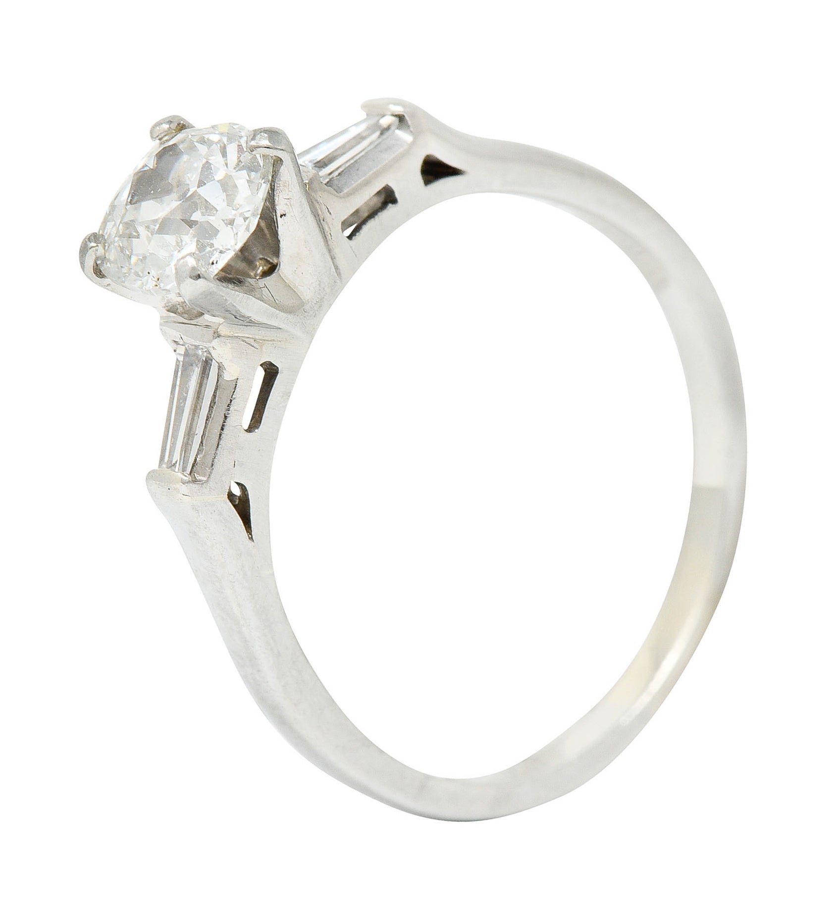 Mid-Century 1.03 CTW Old Mine Diamond 18 Karat White Gold Engagement RingRing - Wilson's Estate Jewelry