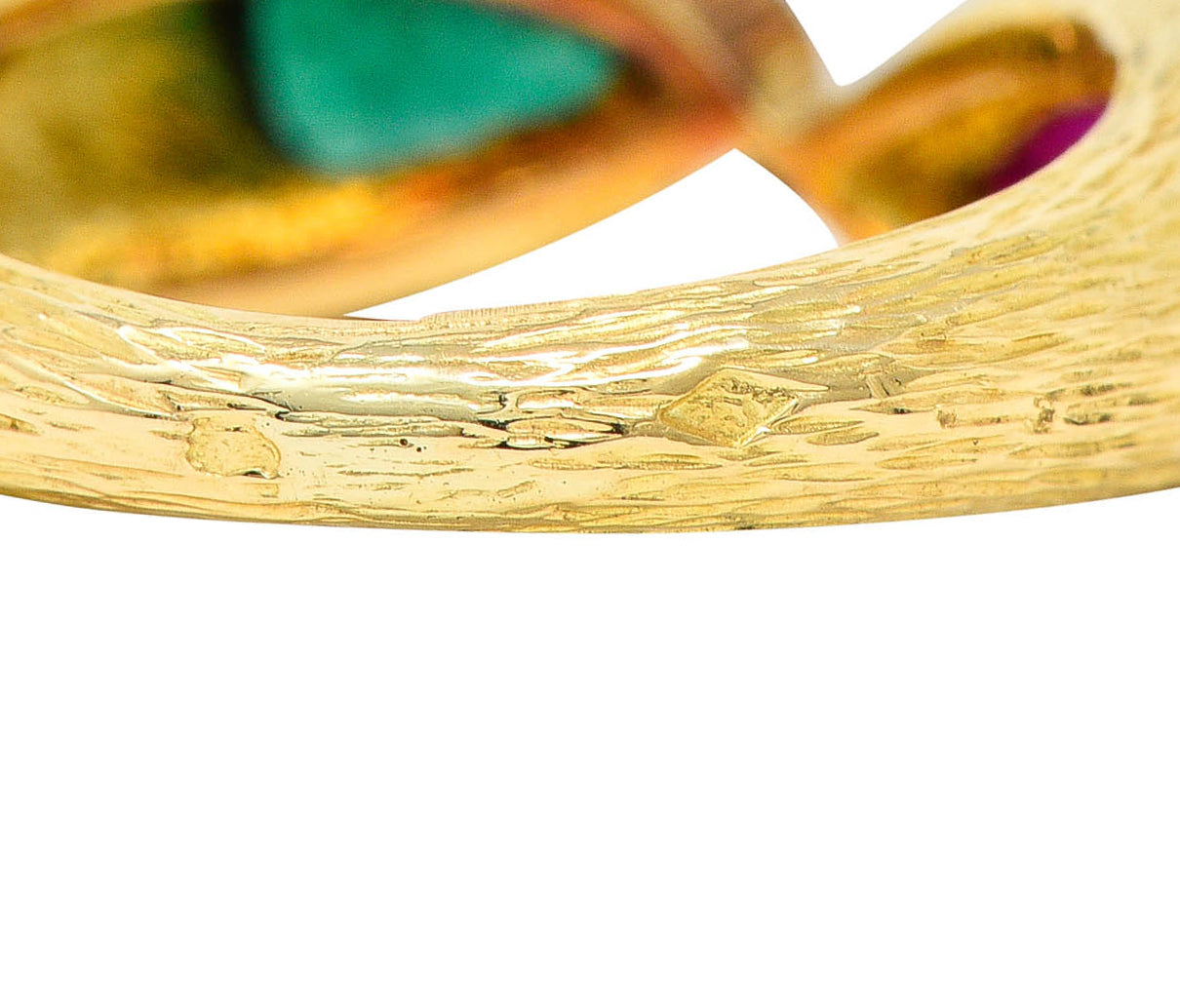 French Vintage Emerald Ruby 18 Karat Gold Mirrored Gemstone RingRing - Wilson's Estate Jewelry