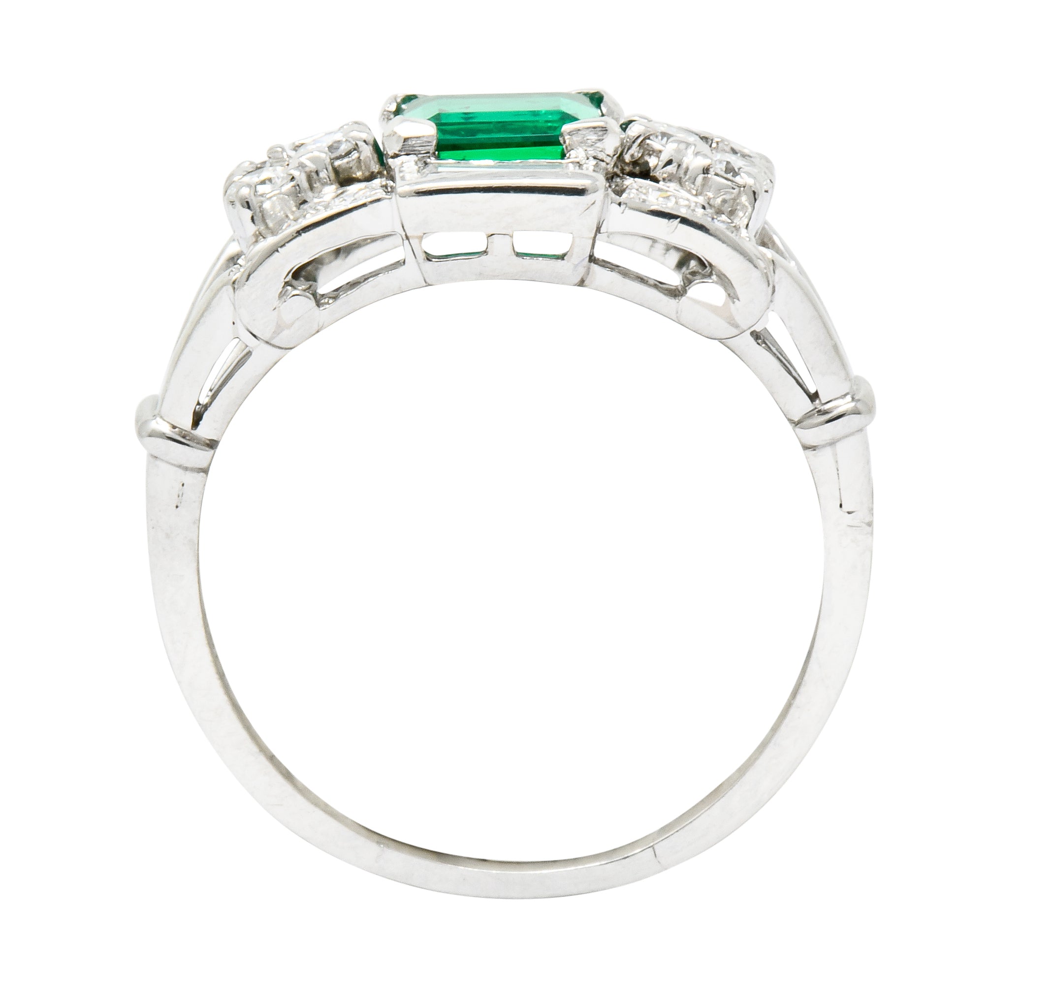 Tiffany & Co. Emerald Diamond Platinum Ring Circa 1950 - Wilson's Estate Jewelry