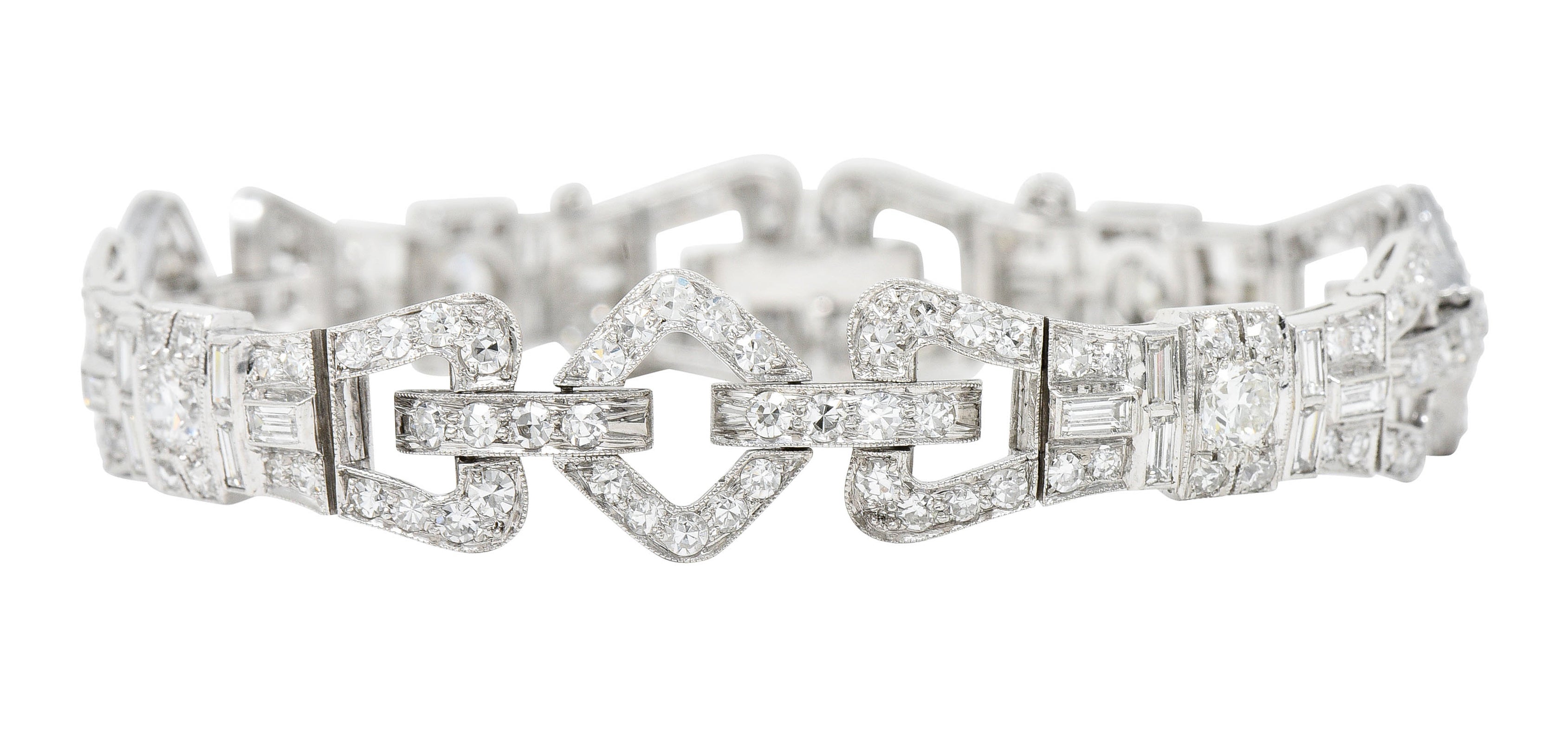 Art Deco 6.15 CTW Diamond Platinum Buckle Link Braceletbracelet - Wilson's Estate Jewelry