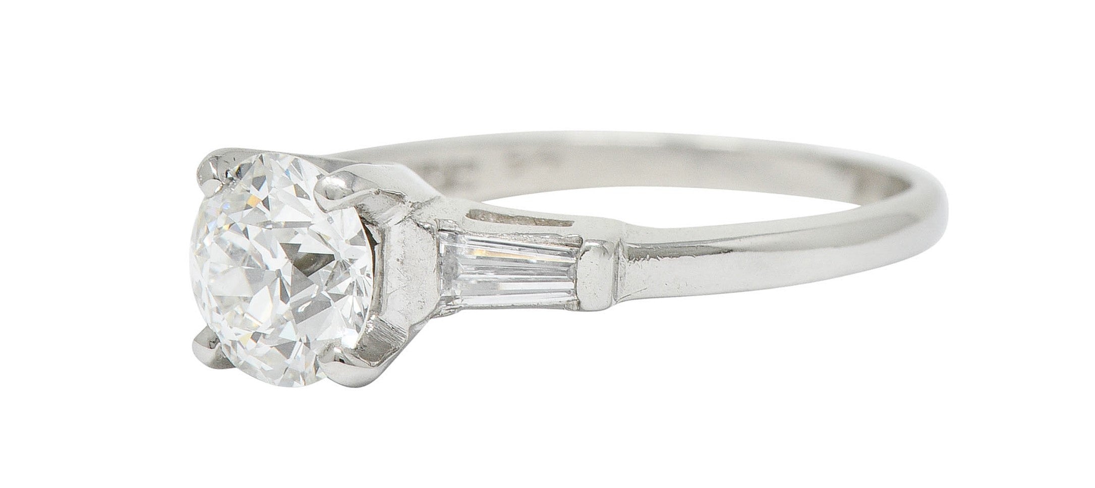 Retro 1.26 CTW Diamond Platinum Engagement Ring GIARing - Wilson's Estate Jewelry