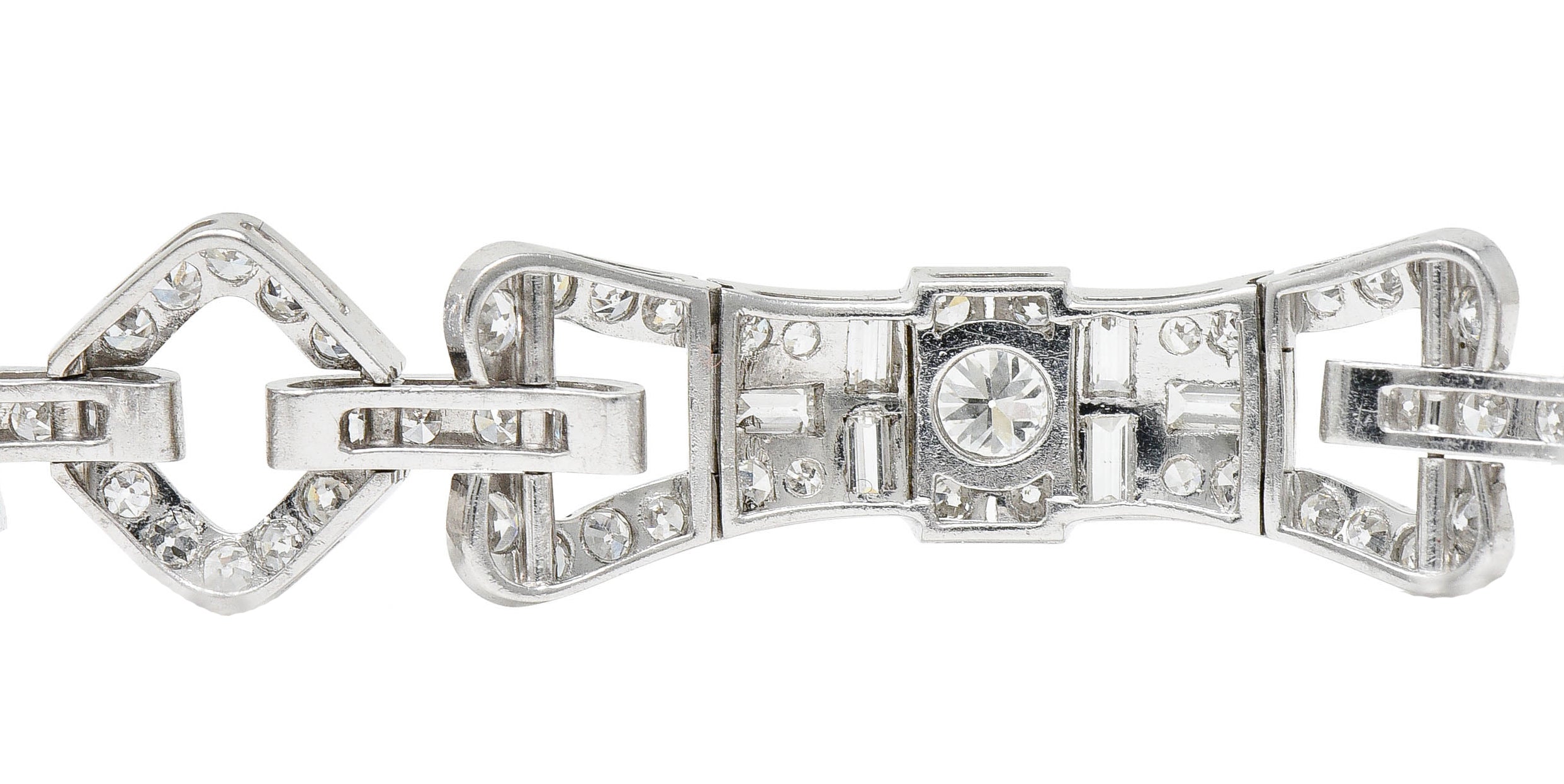 Art Deco 6.15 CTW Diamond Platinum Buckle Link Braceletbracelet - Wilson's Estate Jewelry