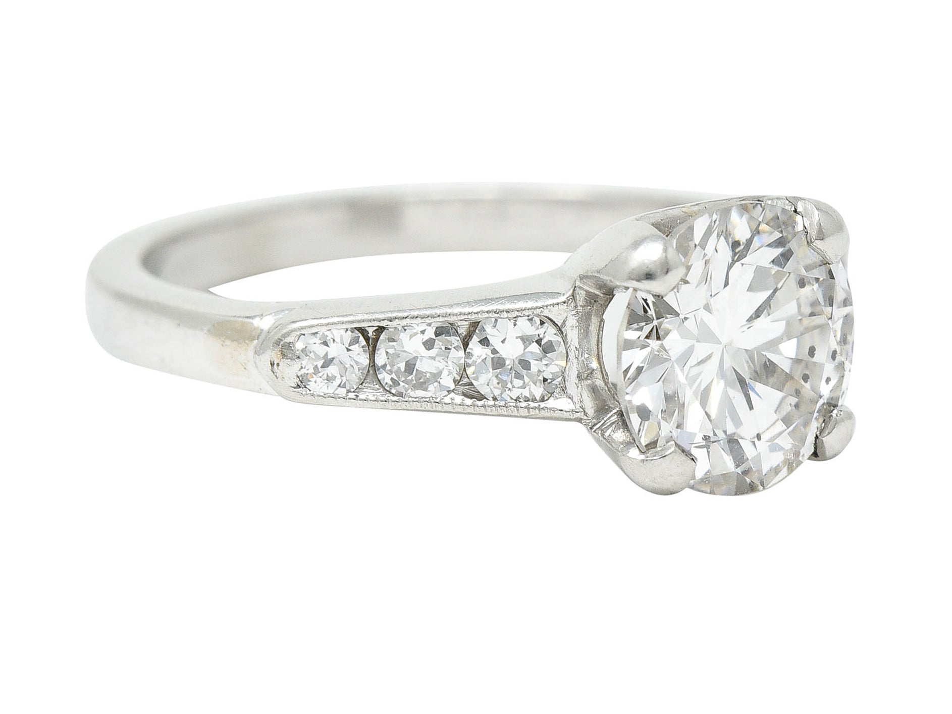 Mid-Century 1.65 CTW Diamond Platinum Engagement RingRing - Wilson's Estate Jewelry