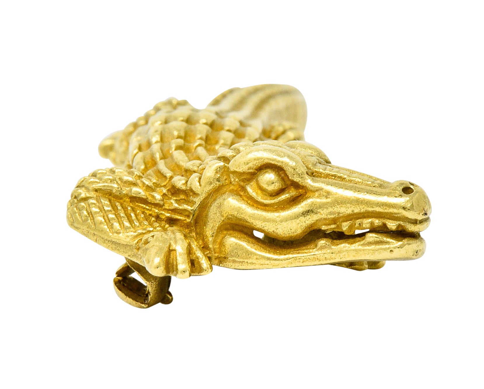 1988 Kieselstein Cord Vintage 18 Karat Green Gold Alligator BroochBrooch - Wilson's Estate Jewelry