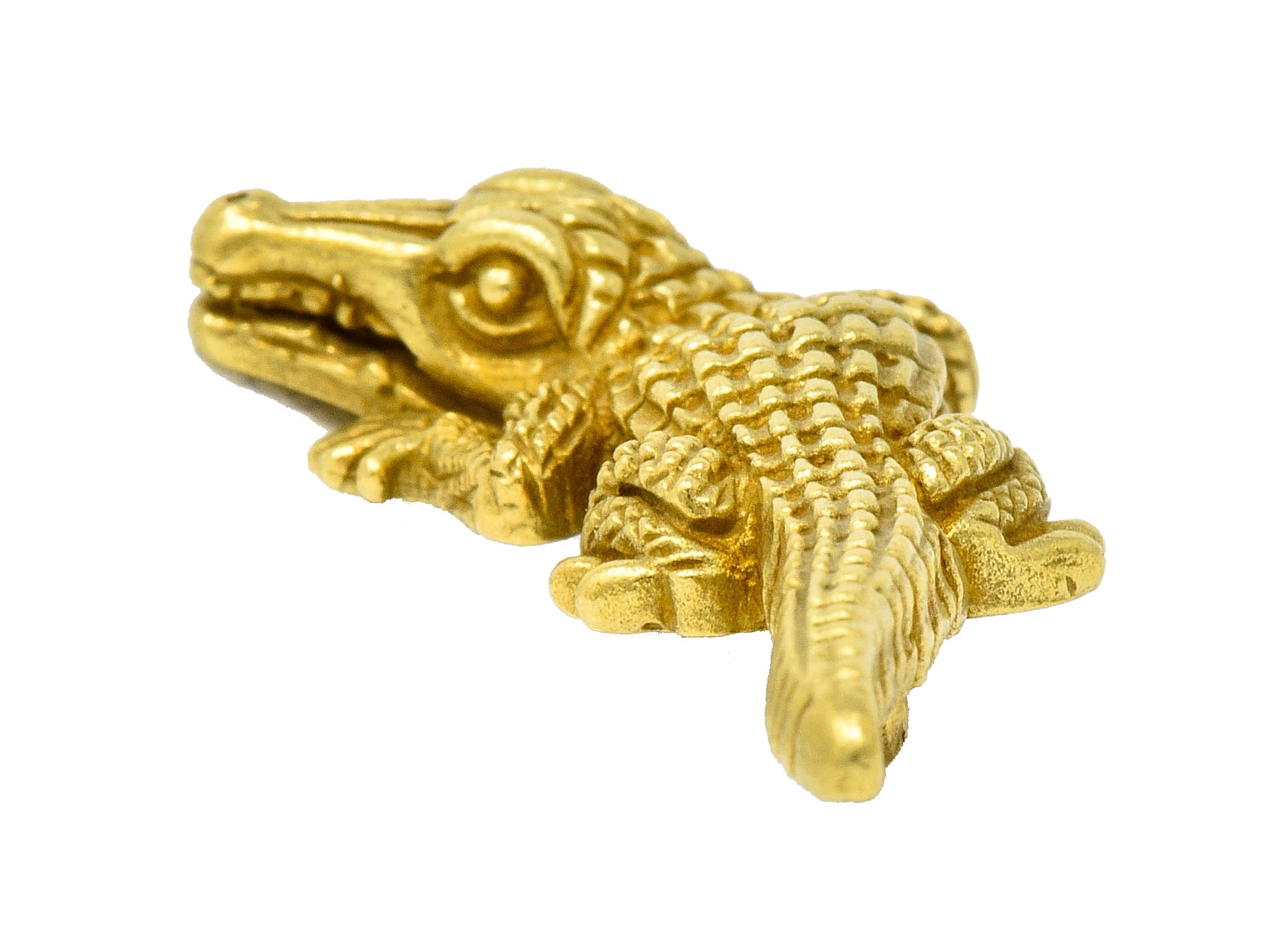 1988 Kieselstein Cord Vintage 18 Karat Green Gold Alligator BroochBrooch - Wilson's Estate Jewelry