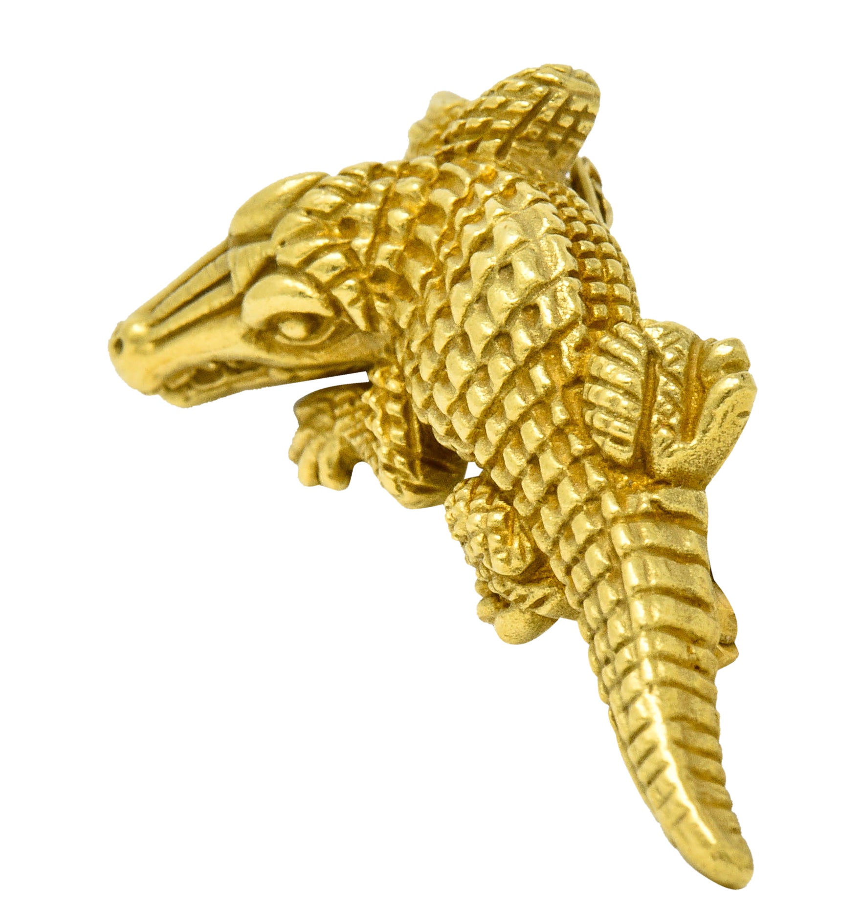 1988 Kieselstein Cord Vintage 18 Karat Green Gold Alligator BroochBrooch - Wilson's Estate Jewelry