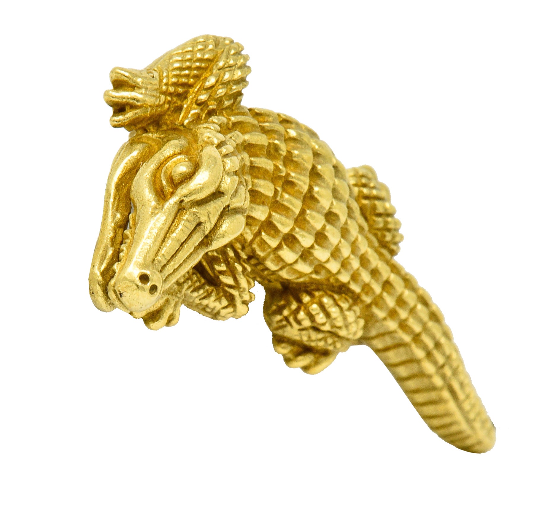 1988 Kieselstein Cord Vintage 18 Karat Green Gold Alligator BroochBrooch - Wilson's Estate Jewelry