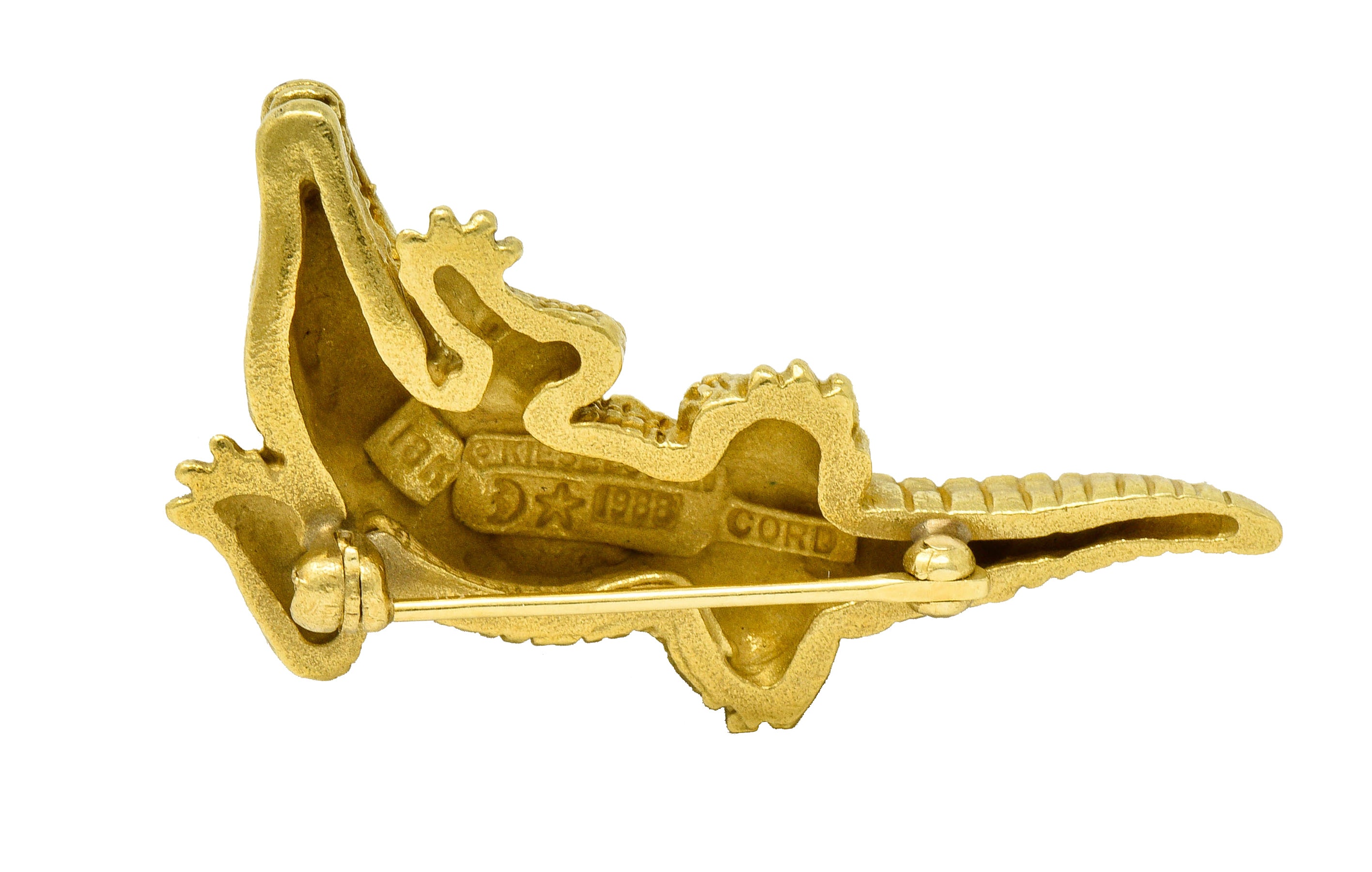 1988 Kieselstein Cord Vintage 18 Karat Green Gold Alligator BroochBrooch - Wilson's Estate Jewelry