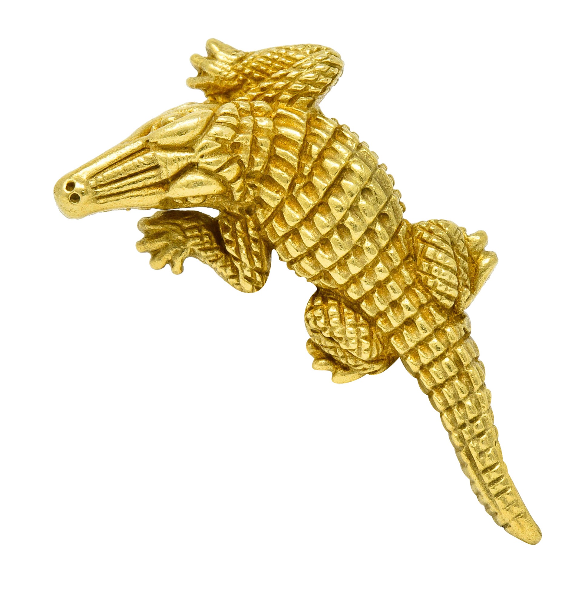 1988 Kieselstein Cord Vintage 18 Karat Green Gold Alligator BroochBrooch - Wilson's Estate Jewelry