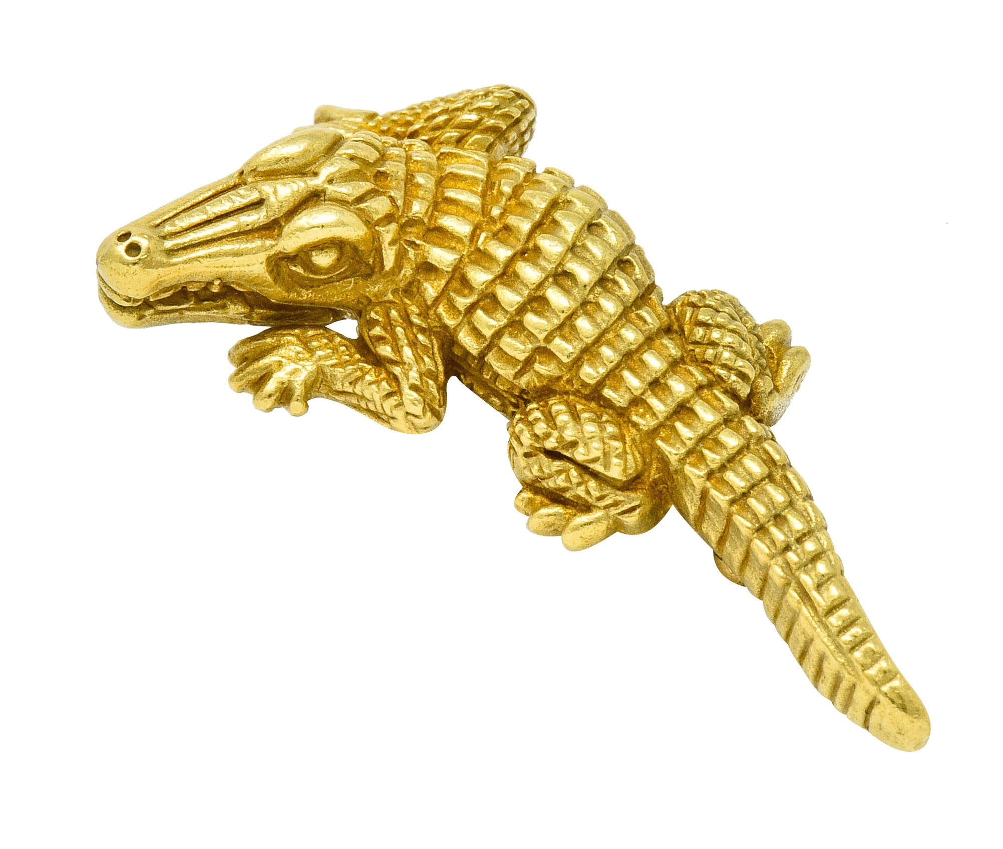 1988 Kieselstein Cord Vintage 18 Karat Green Gold Alligator BroochBrooch - Wilson's Estate Jewelry