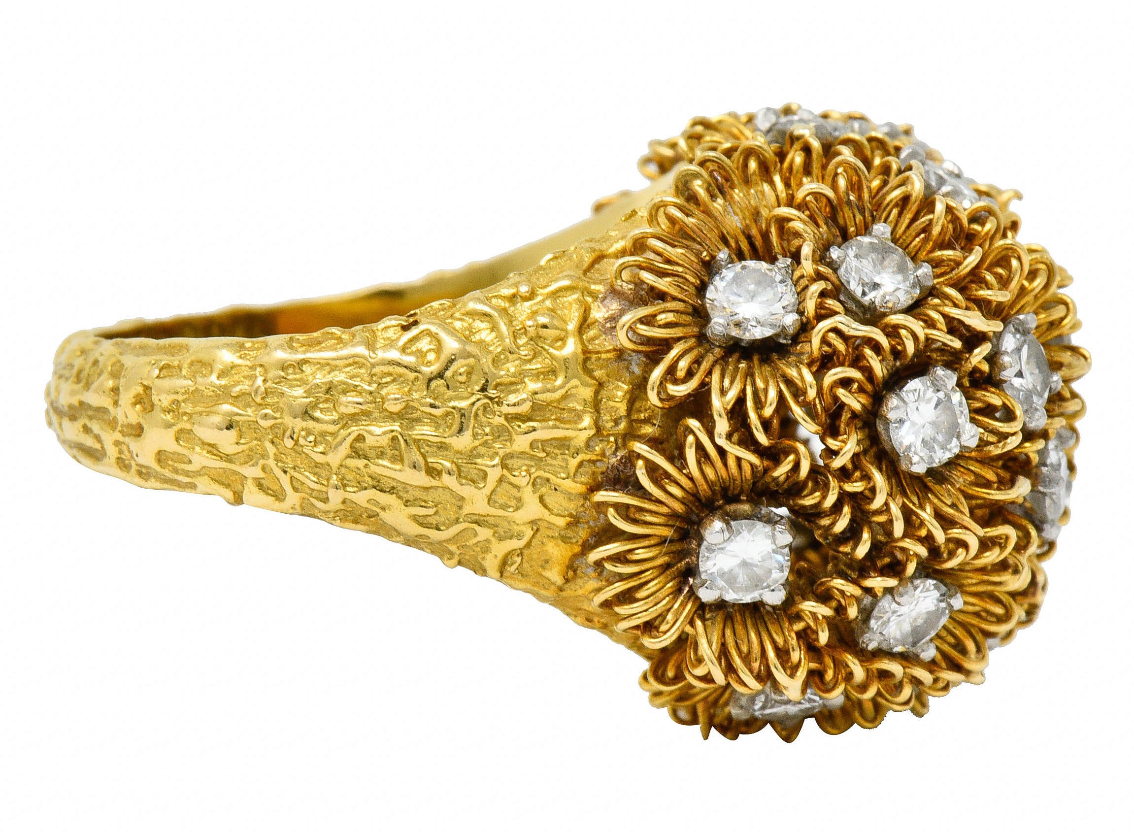 1960's Cartier France 2.50 CTW Diamond 18 Karat Gold Floral Bouquet RingRing - Wilson's Estate Jewelry