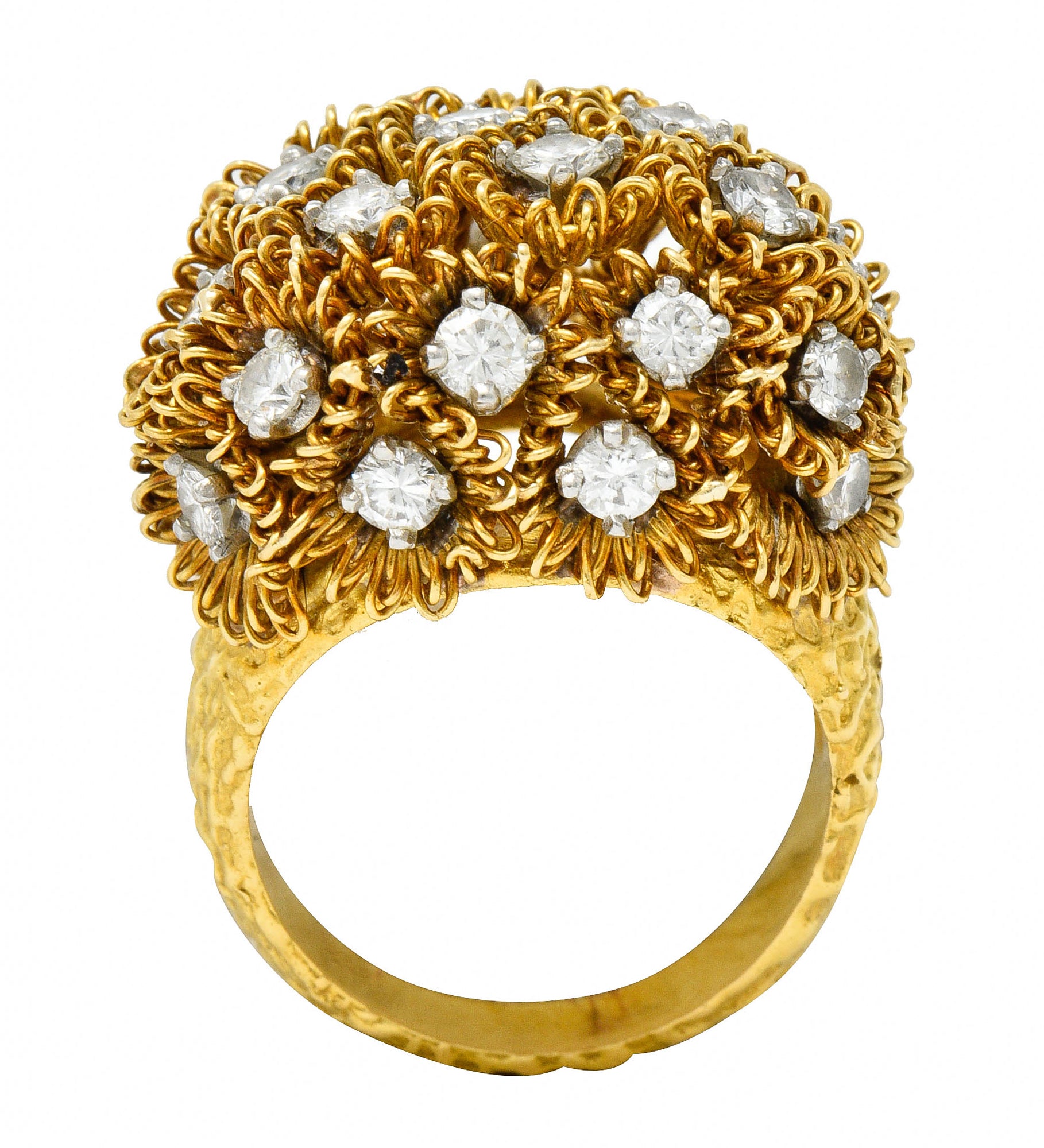 1960's Cartier France 2.50 CTW Diamond 18 Karat Gold Floral Bouquet RingRing - Wilson's Estate Jewelry