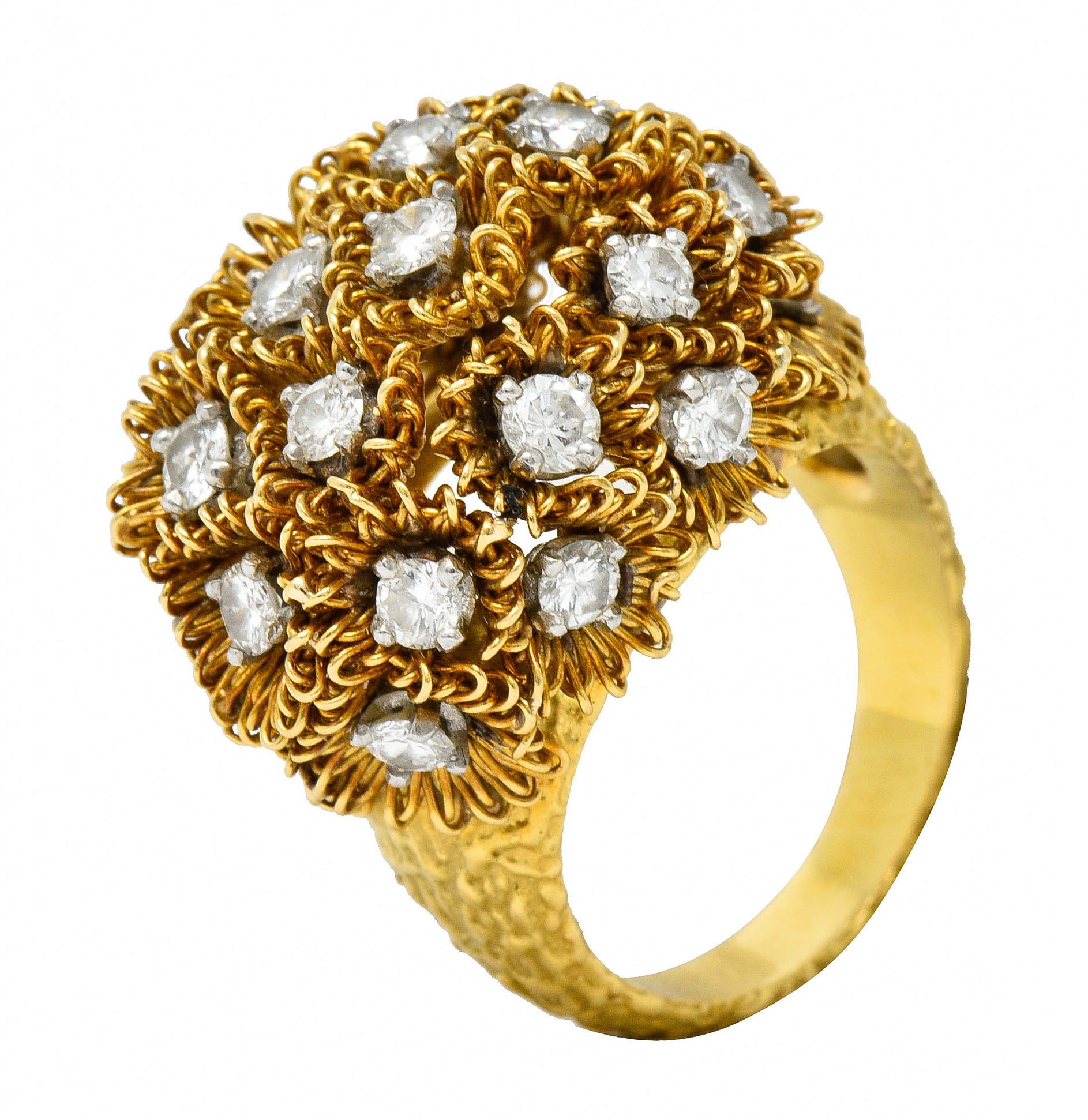 1960's Cartier France 2.50 CTW Diamond 18 Karat Gold Floral Bouquet RingRing - Wilson's Estate Jewelry