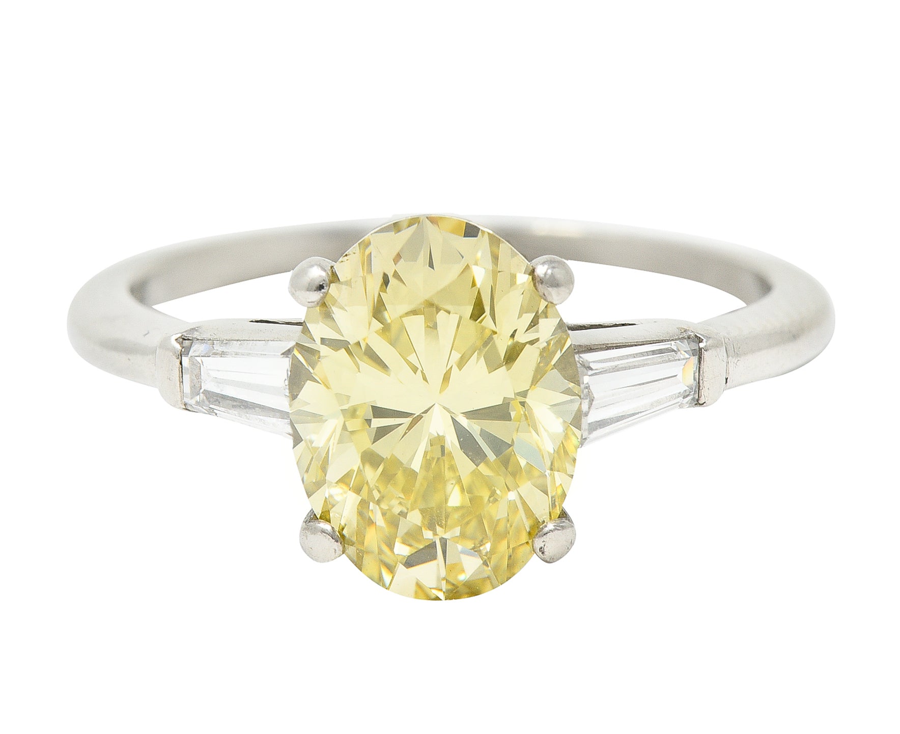 Vintage 2.53 CTW Fancy Intense Yellow Diamond & Diamond Platinum Engagement Ring GIA Wilson's Estate Jewelry