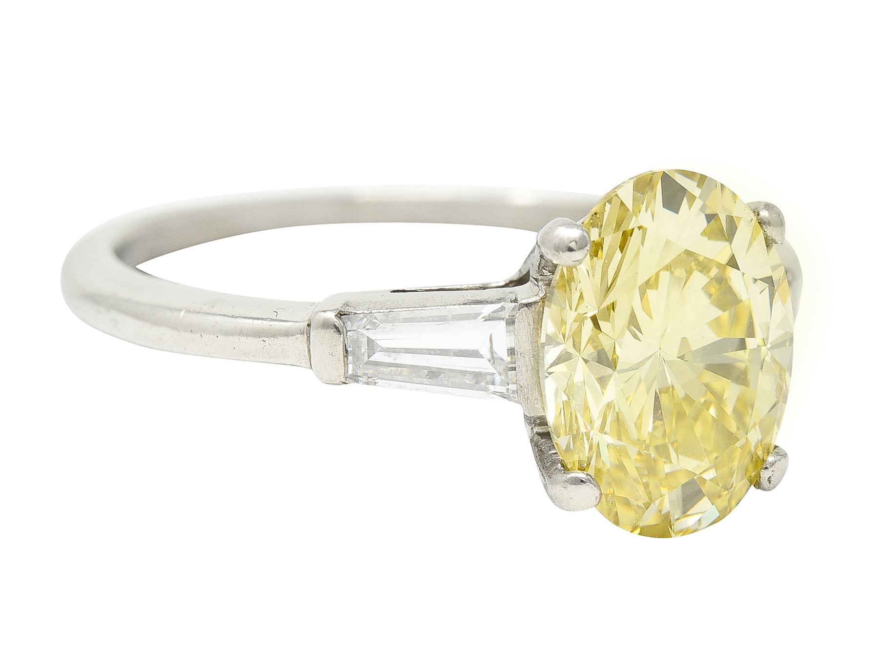 Vintage 2.53 CTW Fancy Intense Yellow Diamond & Diamond Platinum Engagement Ring GIA Wilson's Estate Jewelry
