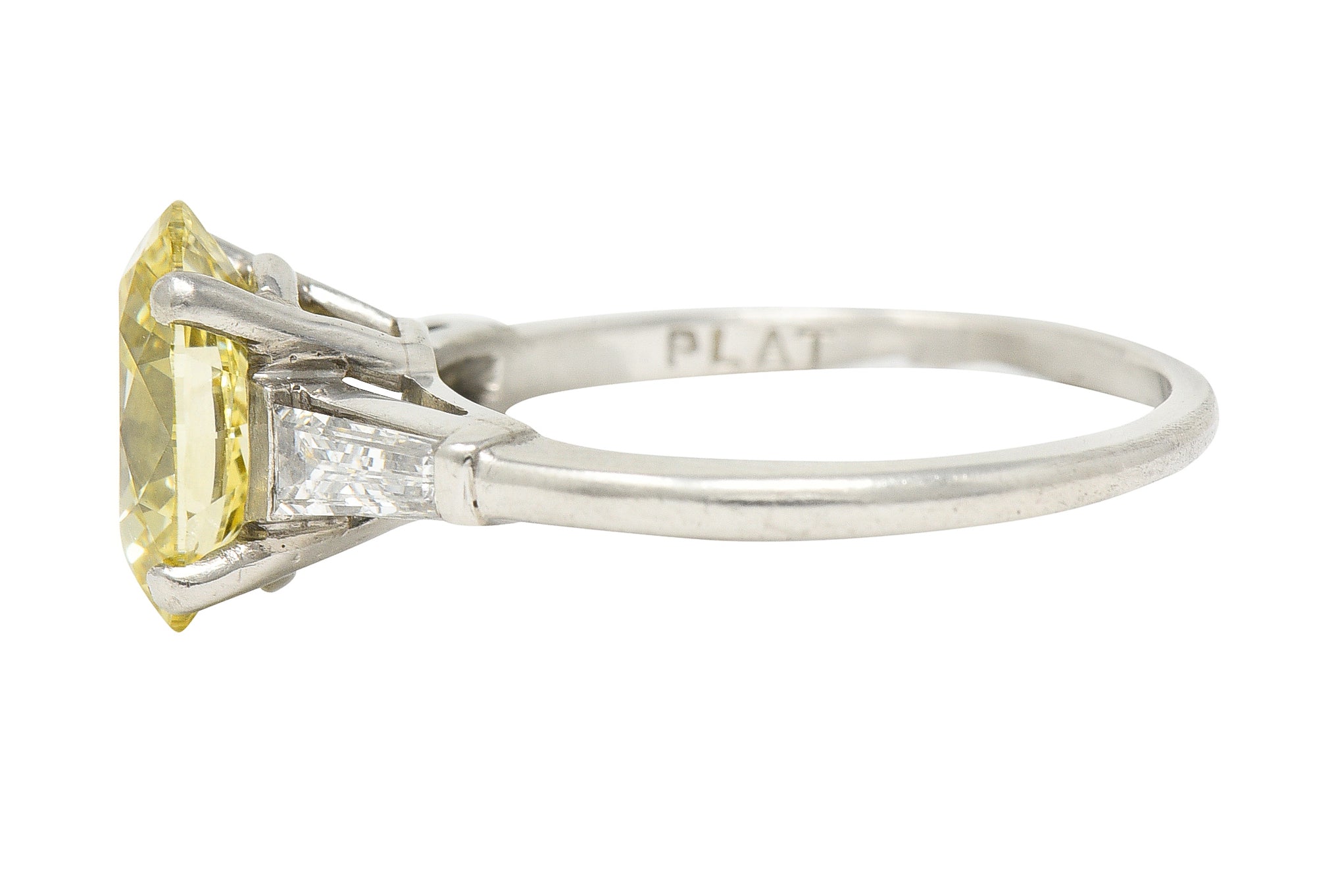 Vintage 2.53 CTW Fancy Intense Yellow Diamond & Diamond Platinum Engagement Ring GIA Wilson's Estate Jewelry