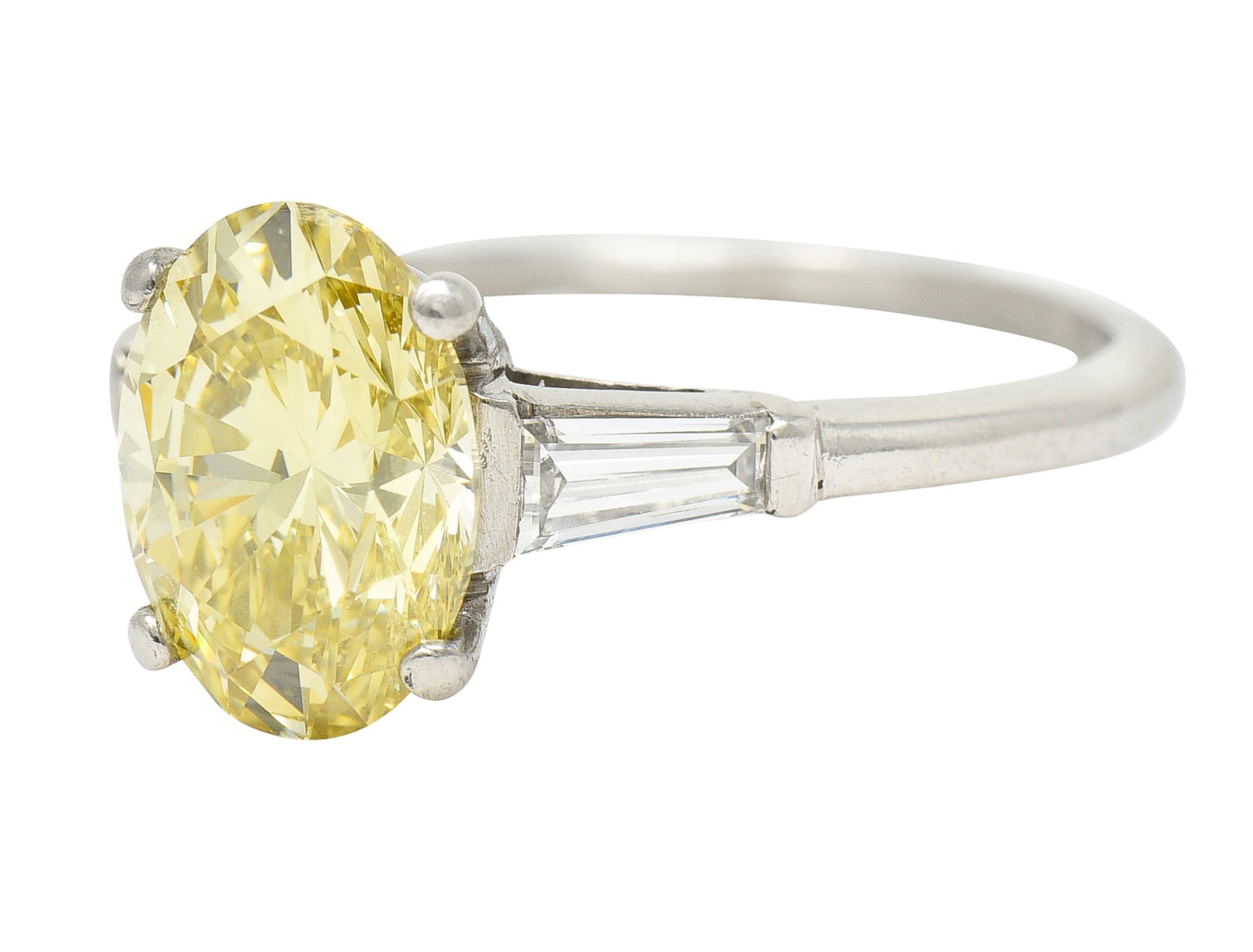 Vintage 2.53 CTW Fancy Intense Yellow Diamond & Diamond Platinum Engagement Ring GIA Wilson's Estate Jewelry