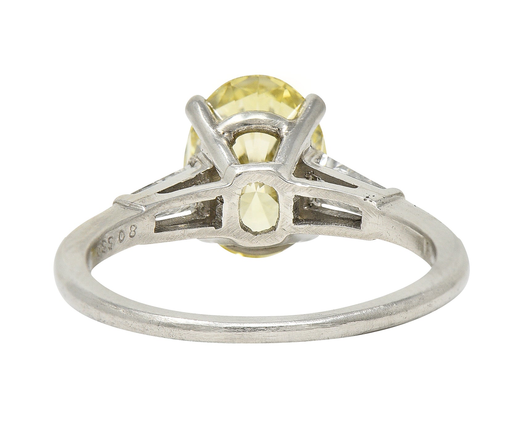 Vintage 2.53 CTW Fancy Intense Yellow Diamond & Diamond Platinum Engagement Ring GIA Wilson's Estate Jewelry