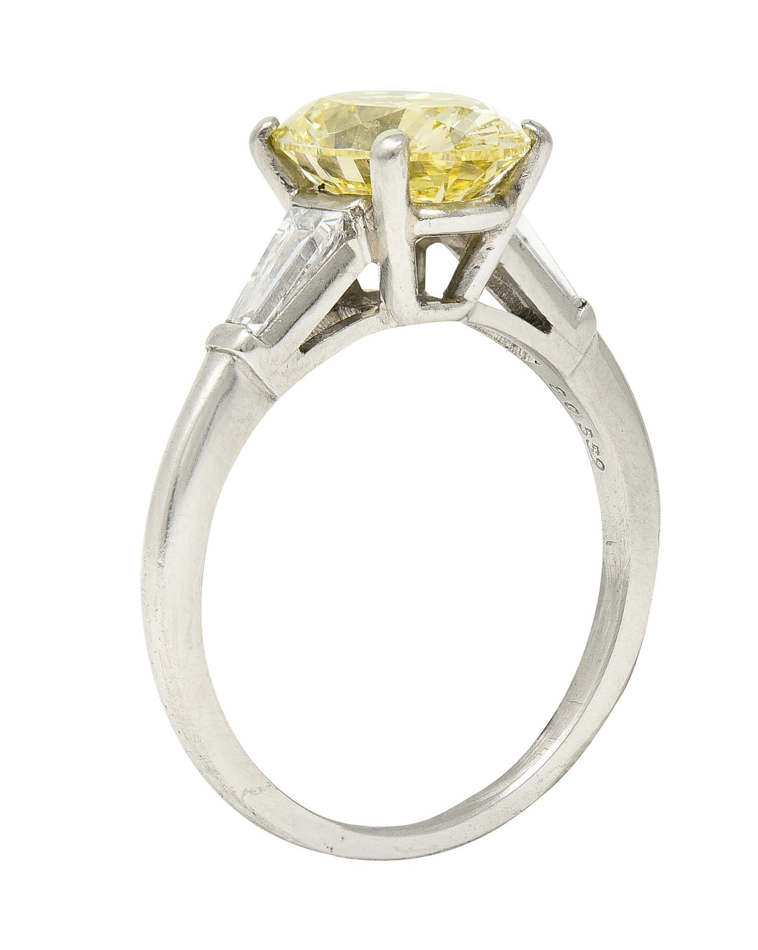 Vintage 2.53 CTW Fancy Intense Yellow Diamond & Diamond Platinum Engagement Ring GIA Wilson's Estate Jewelry