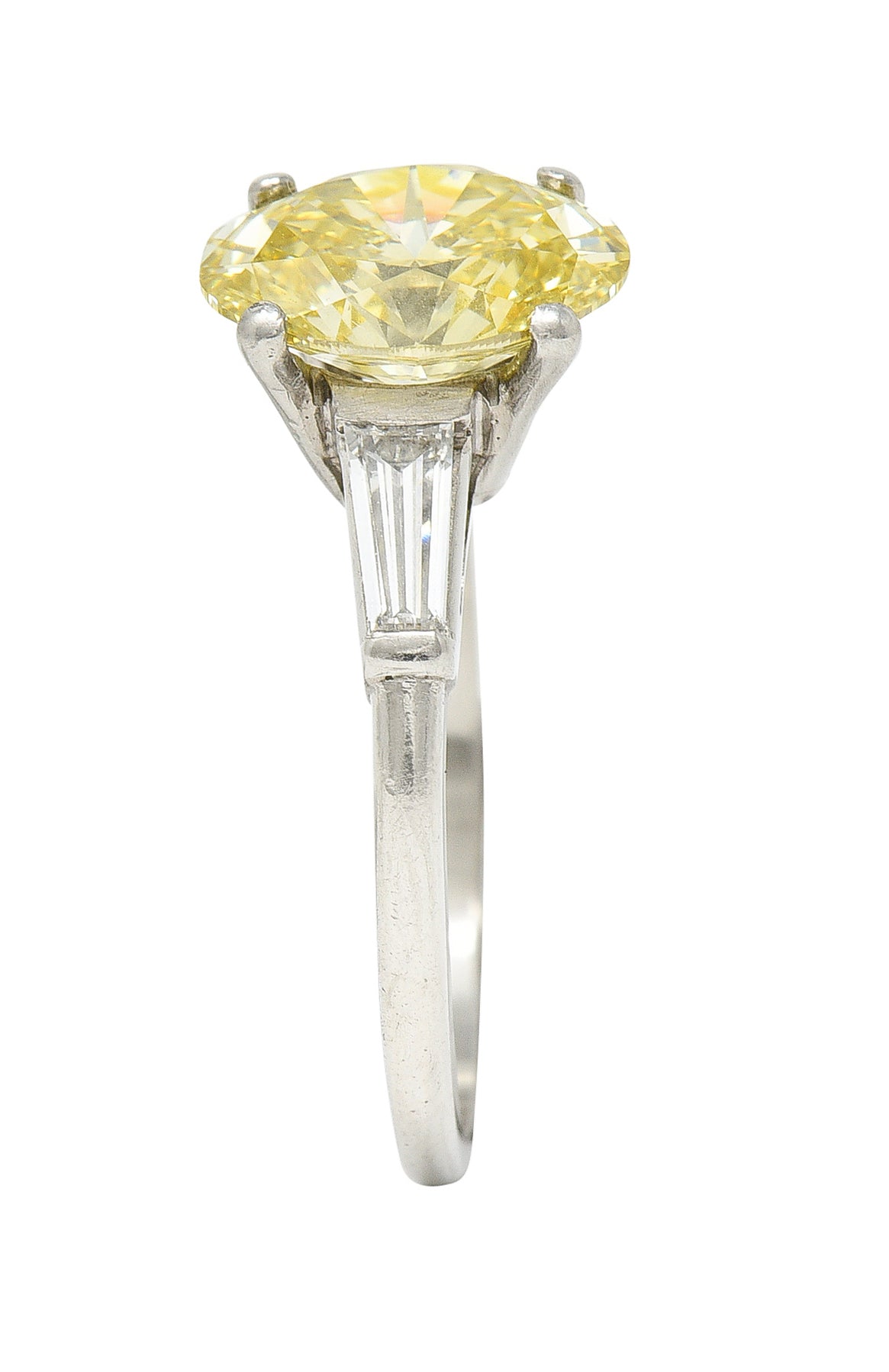 Vintage 2.53 CTW Fancy Intense Yellow Diamond & Diamond Platinum Engagement Ring GIA Wilson's Estate Jewelry