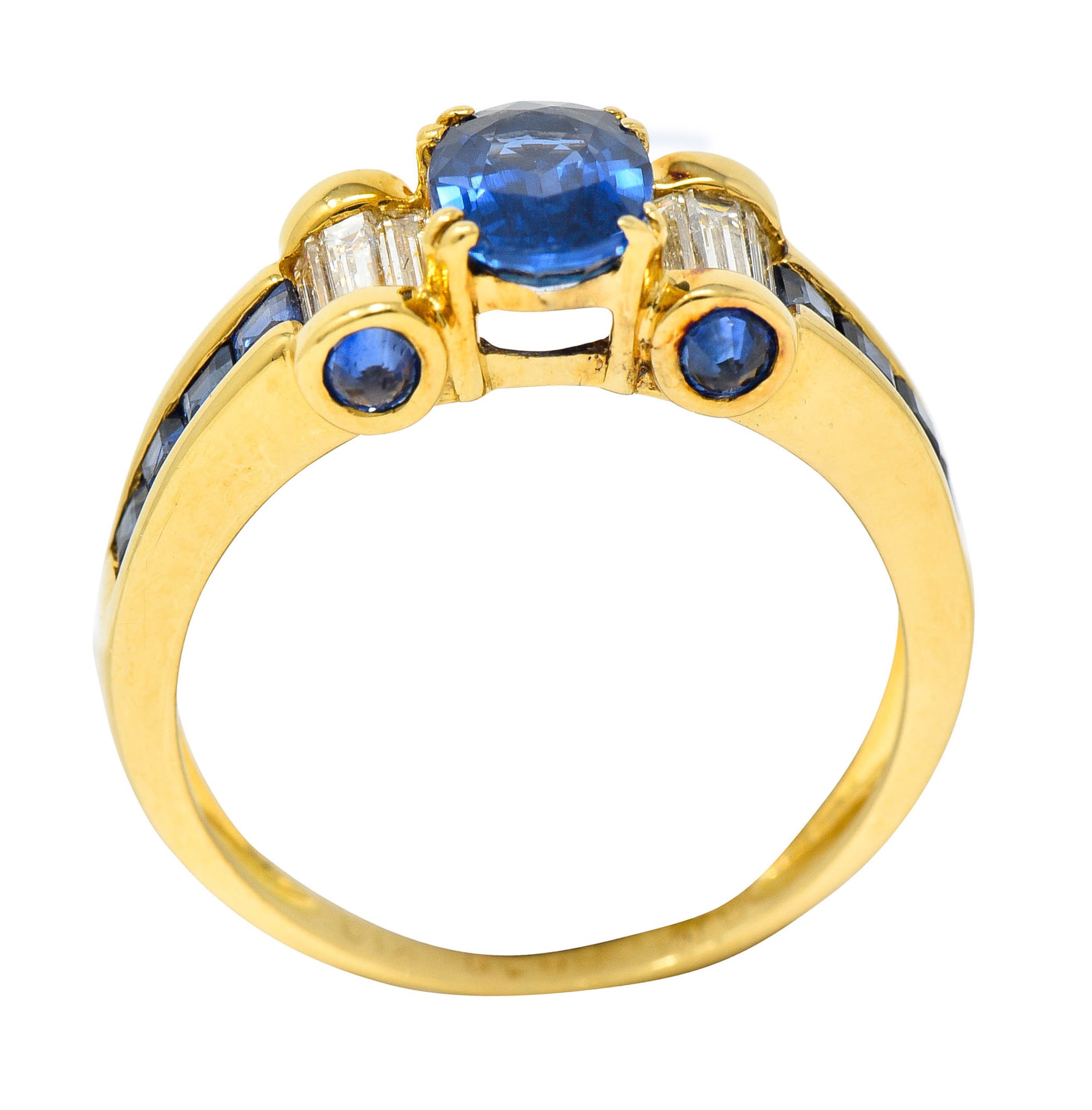 Innovative Sapphire Diamond 18 Karat Gold Gemstone RingRing - Wilson's Estate Jewelry