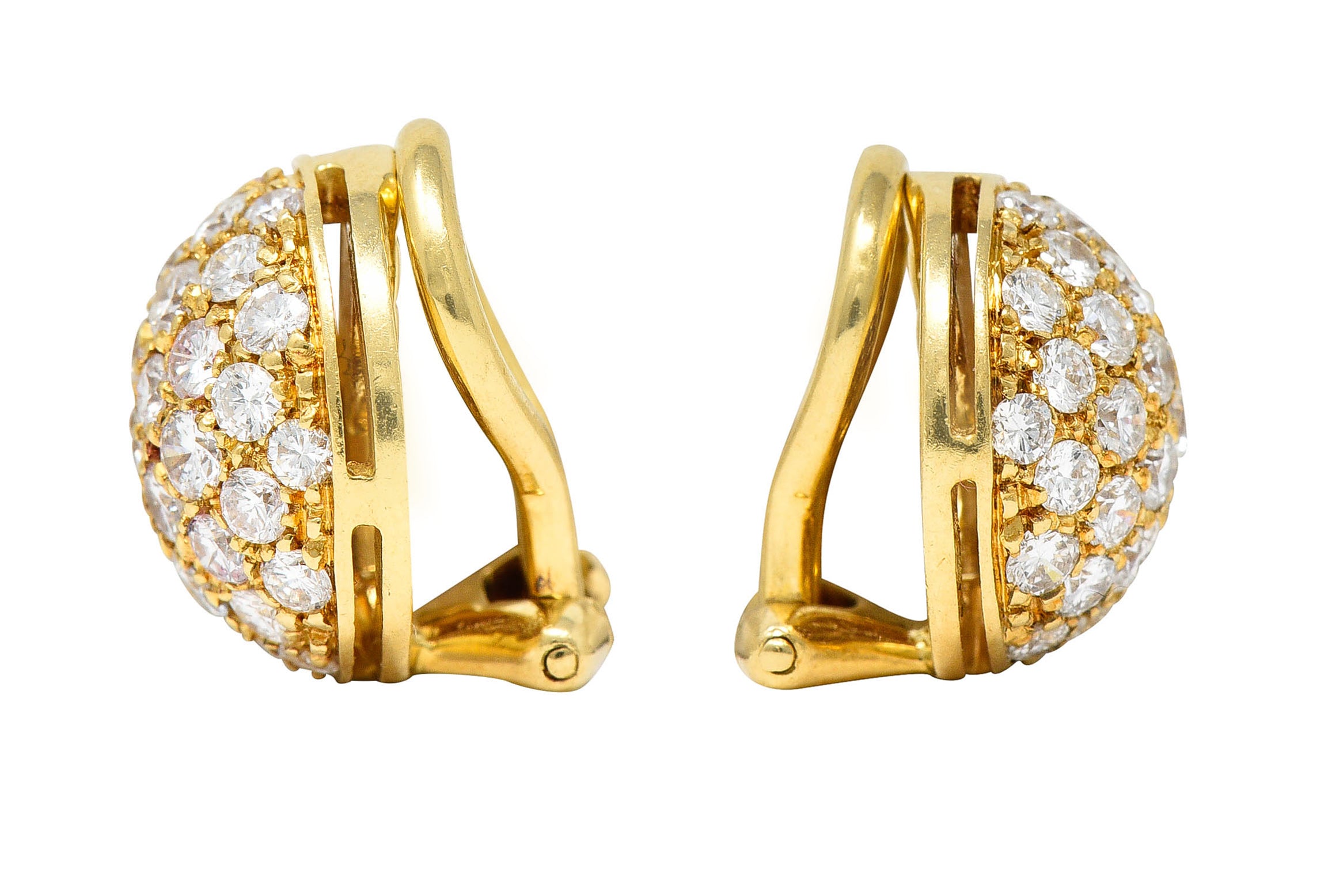 Cartier 1.10 CTW Pave Diamond 18 Karat Gold Dome Ear-Clip EarringsEarrings - Wilson's Estate Jewelry