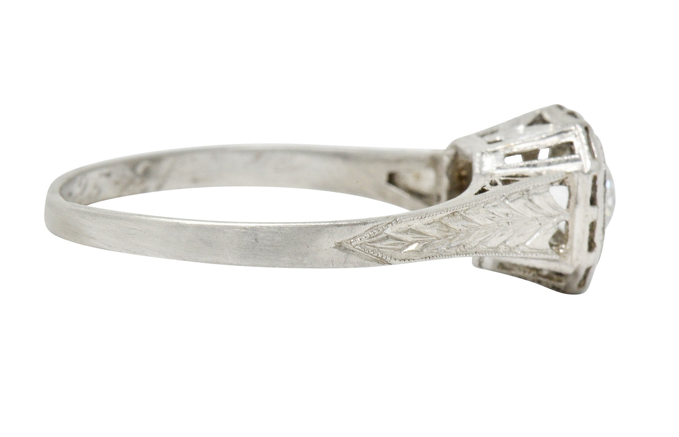 Art Deco 0.38 CTW Diamond Platinum Foliate Engagement RingRing - Wilson's Estate Jewelry