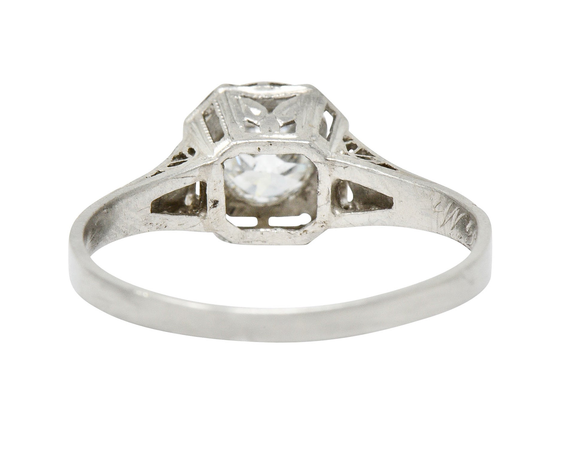 Art Deco 0.38 CTW Diamond Platinum Foliate Engagement RingRing - Wilson's Estate Jewelry