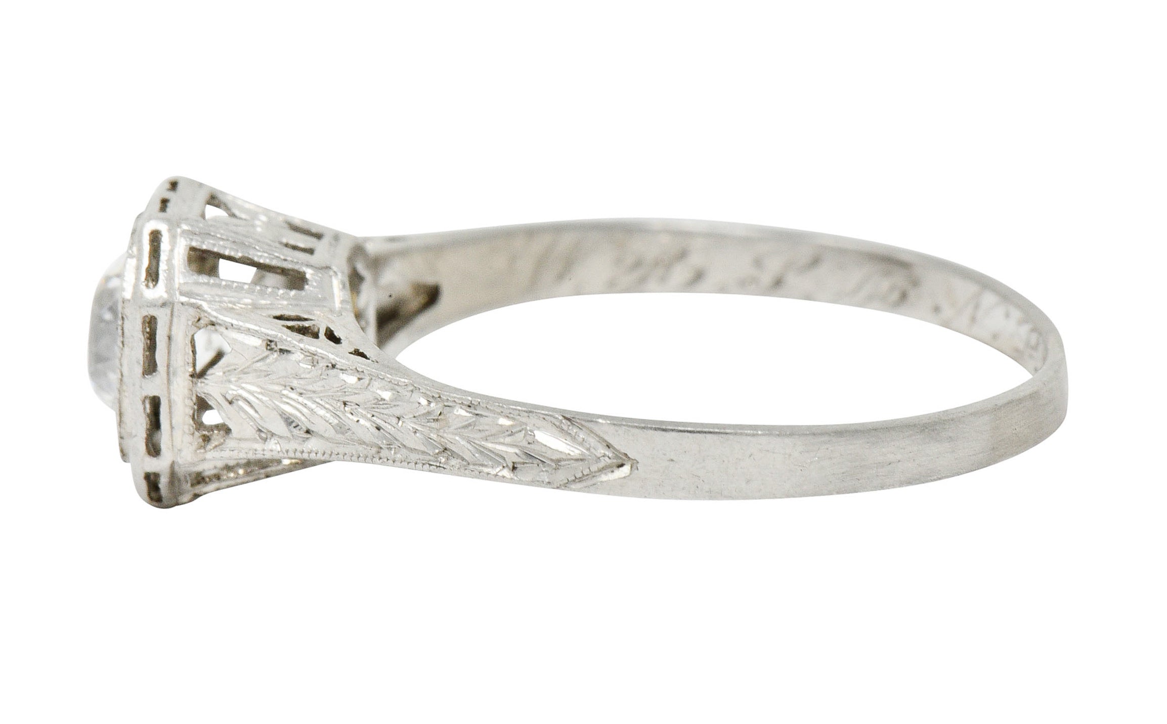 Art Deco 0.38 CTW Diamond Platinum Foliate Engagement RingRing - Wilson's Estate Jewelry
