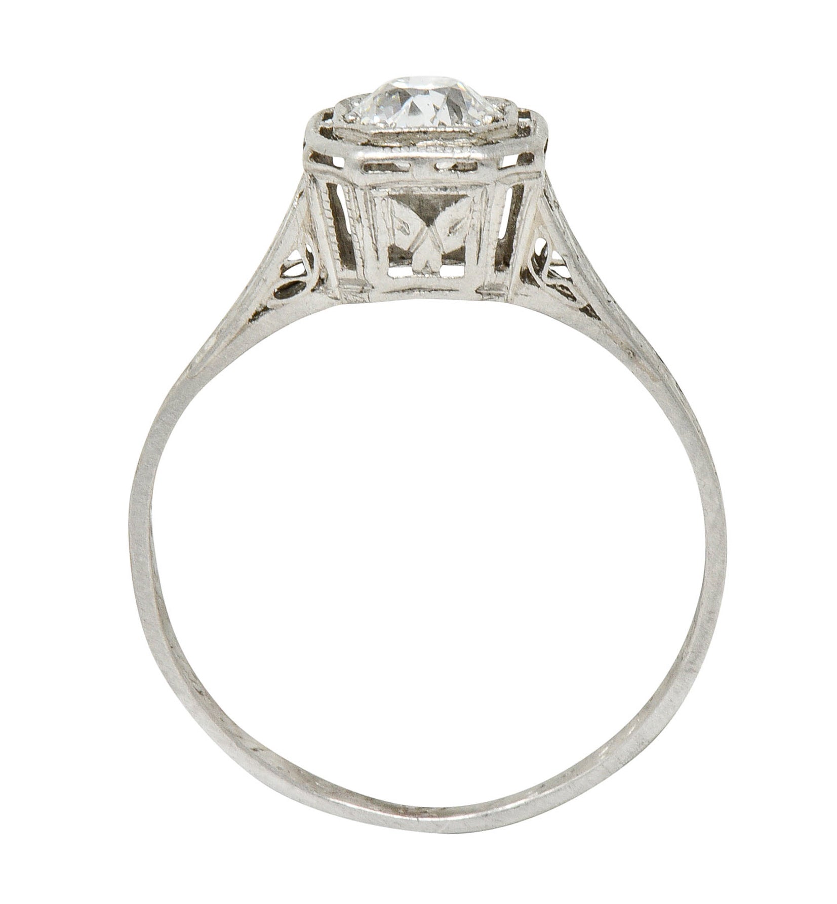 Art Deco 0.38 CTW Diamond Platinum Foliate Engagement RingRing - Wilson's Estate Jewelry