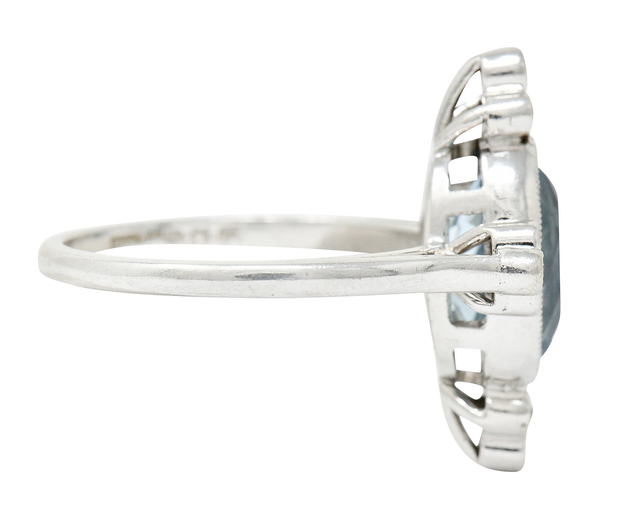 1960's Vintage 2.05 CTW Aquamarine Diamond Platinum Cluster RingRing - Wilson's Estate Jewelry