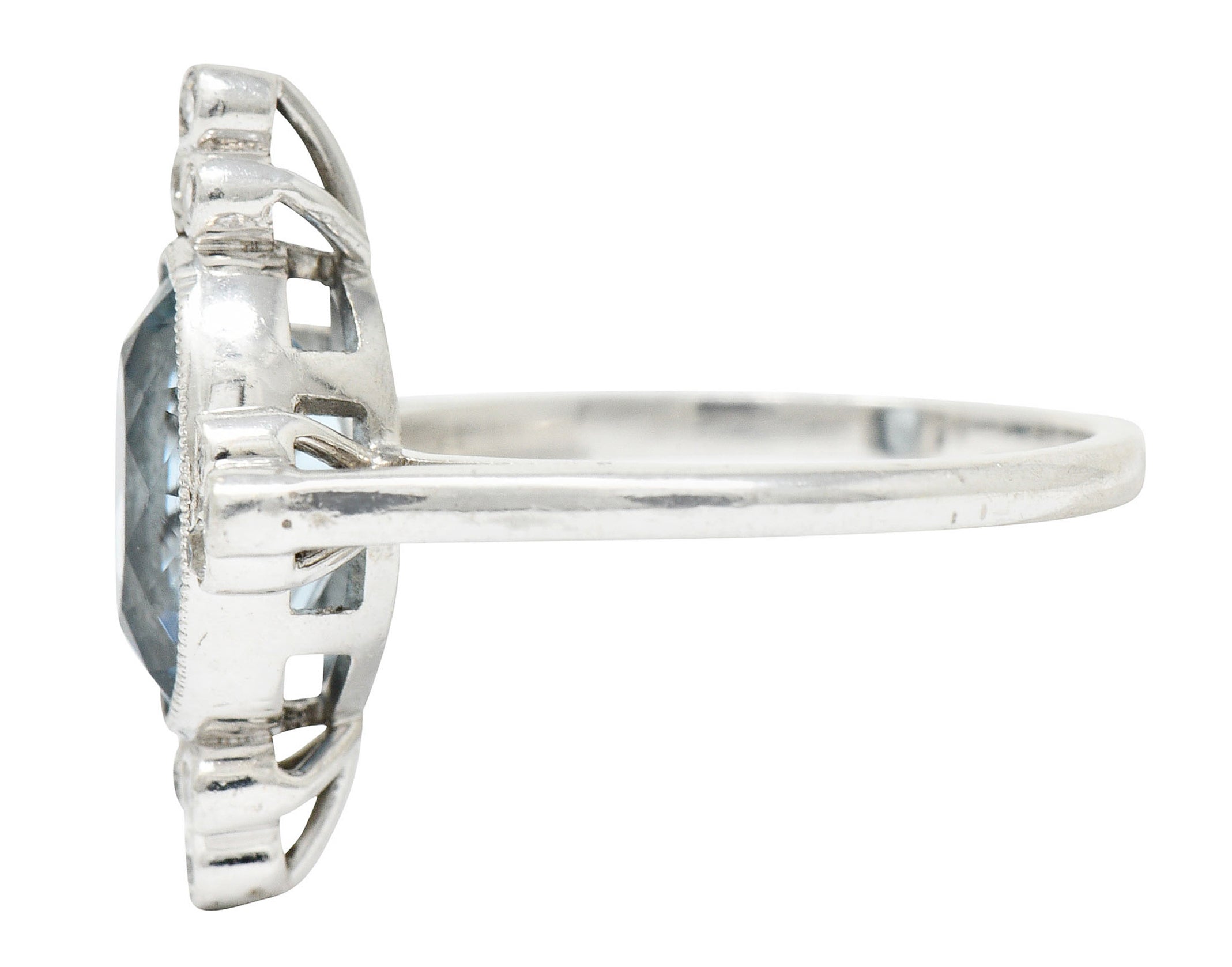1960's Vintage 2.05 CTW Aquamarine Diamond Platinum Cluster RingRing - Wilson's Estate Jewelry