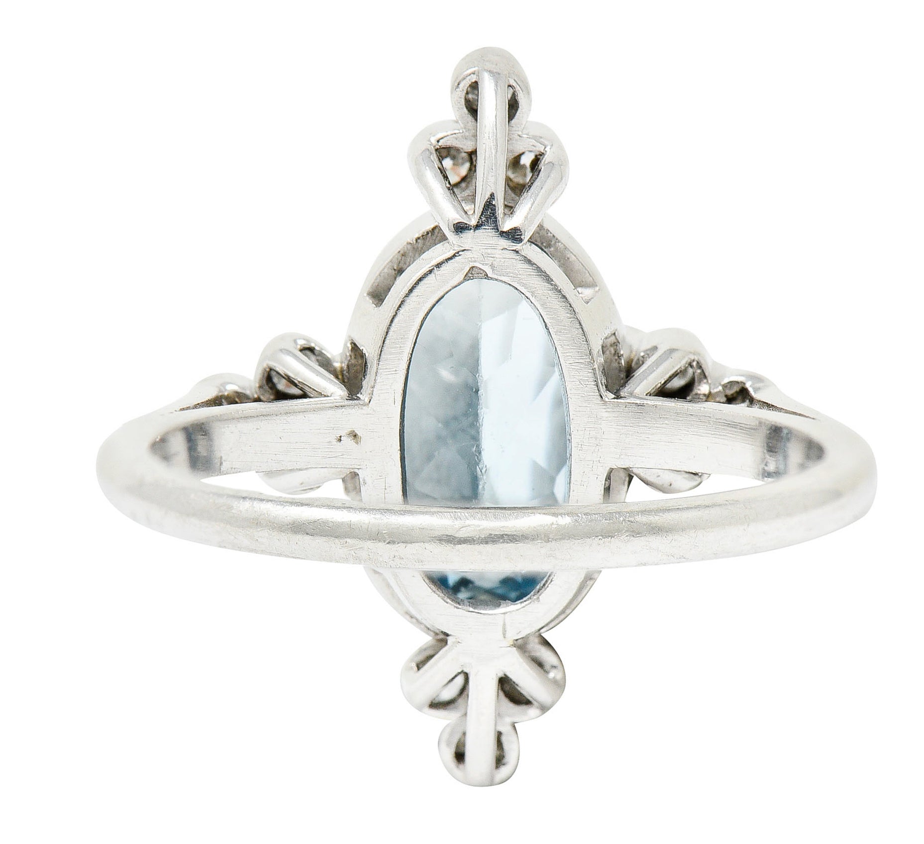 1960's Vintage 2.05 CTW Aquamarine Diamond Platinum Cluster RingRing - Wilson's Estate Jewelry