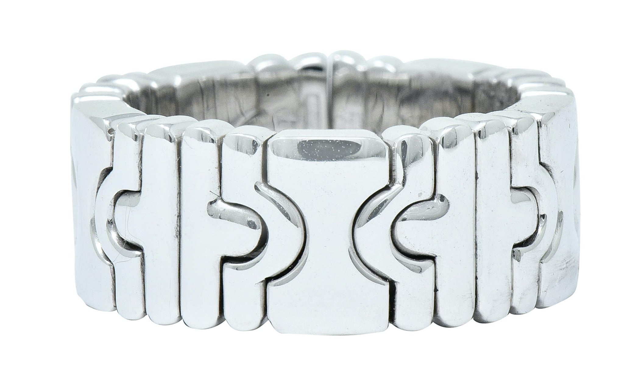 Bulgari 18 Karat White Gold Parentesi Band Ring Circa 1990Ring - Wilson's Estate Jewelry