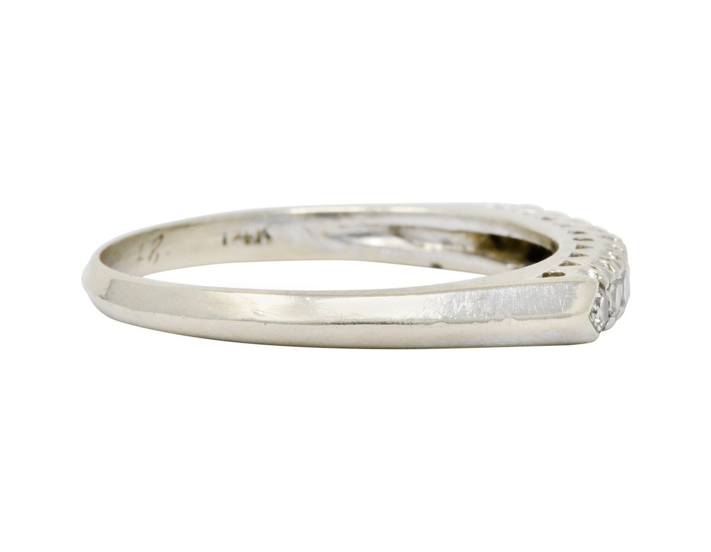 Retro 0.25 CTW Diamond 14 Karat White Gold Fishtail Stacking Band Ring - Wilson's Estate Jewelry