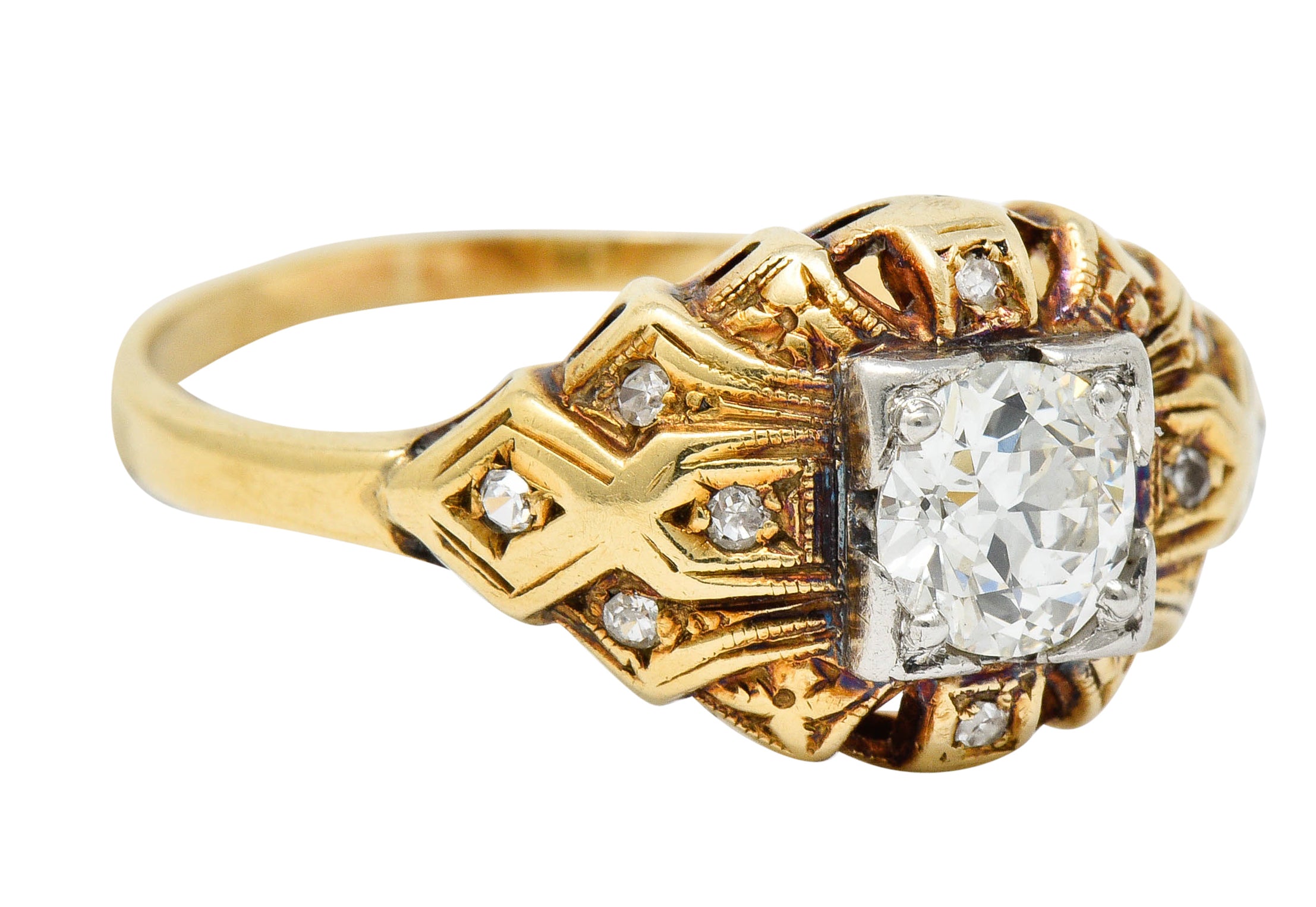 Art Deco 0.52 CTW Diamond 14 Karat Gold Geometric Band RingRing - Wilson's Estate Jewelry